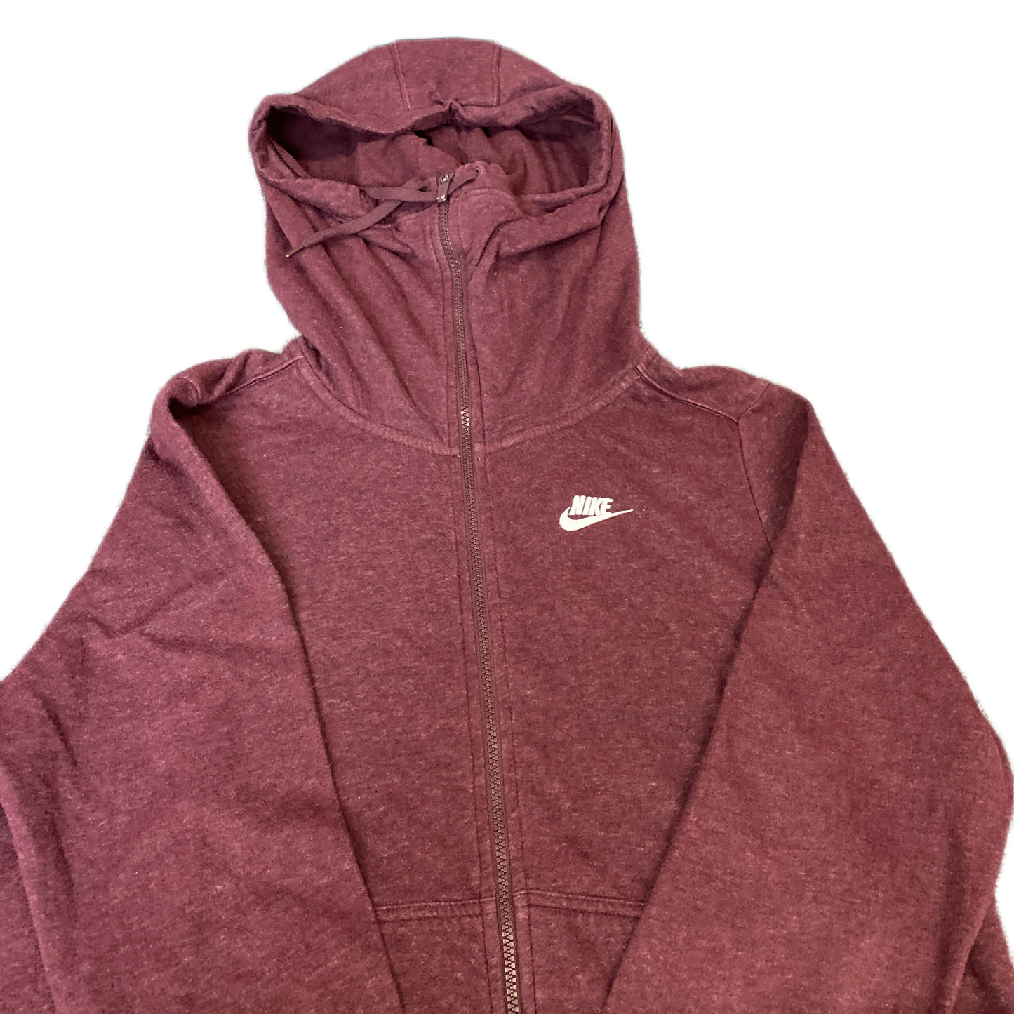 Nike Hoodie Womens Large Burgundy Heather Fleece Lined Long Sleeve Full Zipper