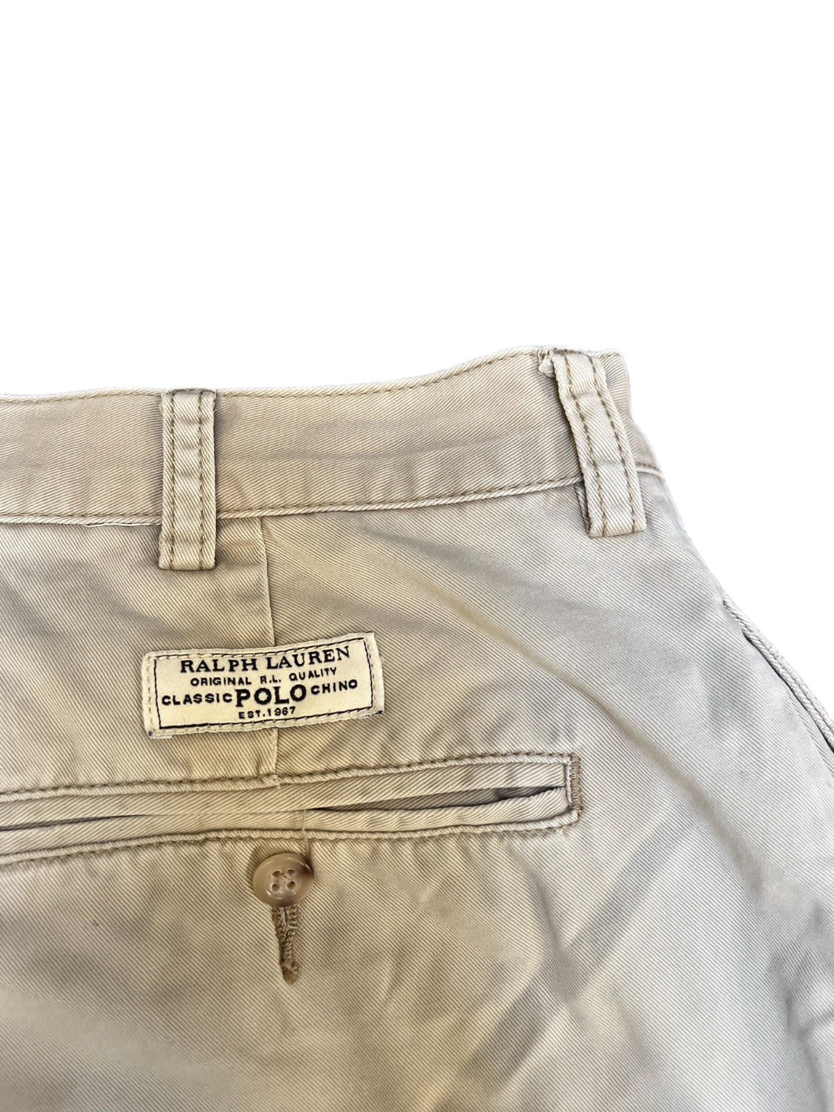Polo Ralph Lauren Tyler Chino Shorts Fits as Mens XL 35" Waist Beige Pleated