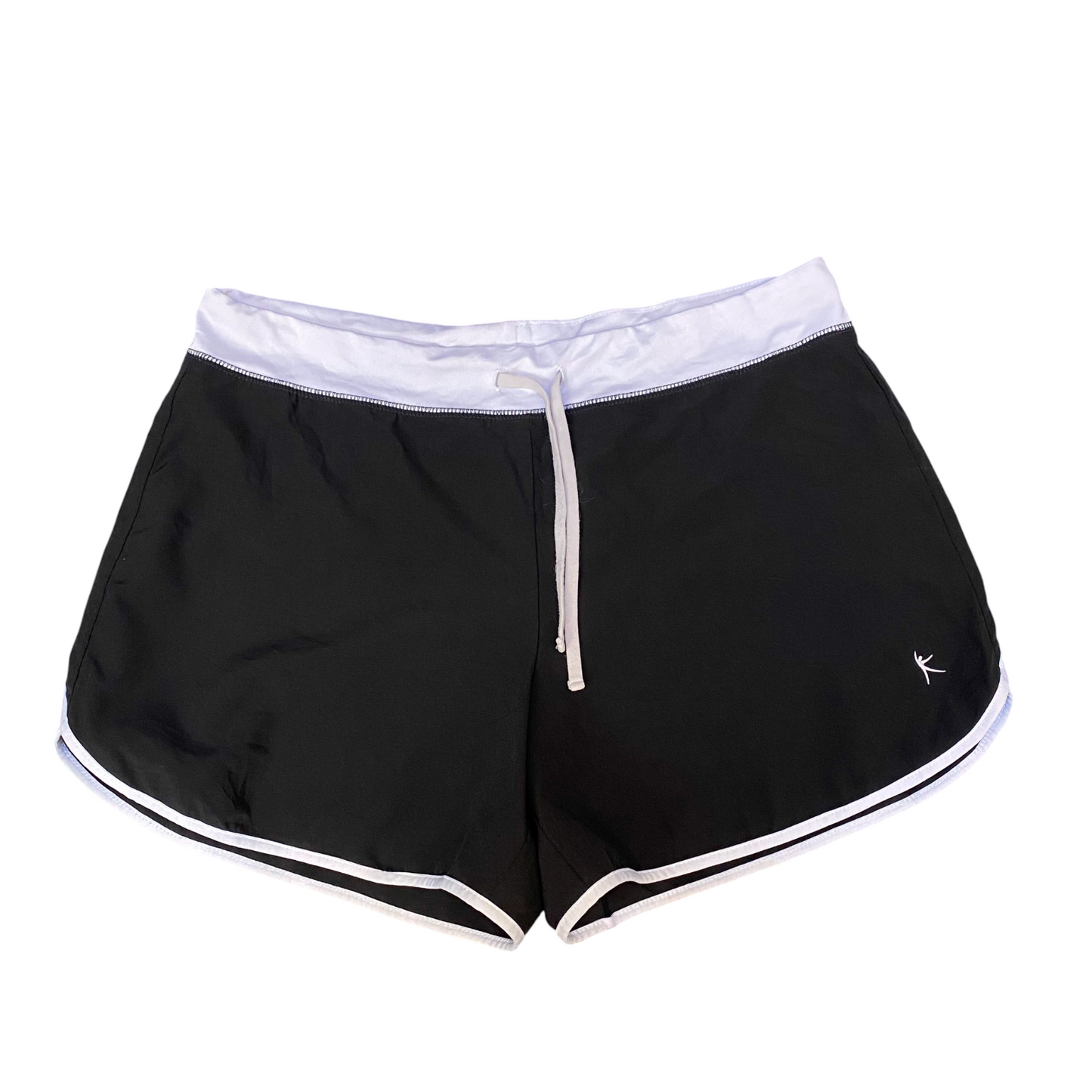 Running Sprinter Shorts Girls Medium Black White Gym Workout Drawstring Waist