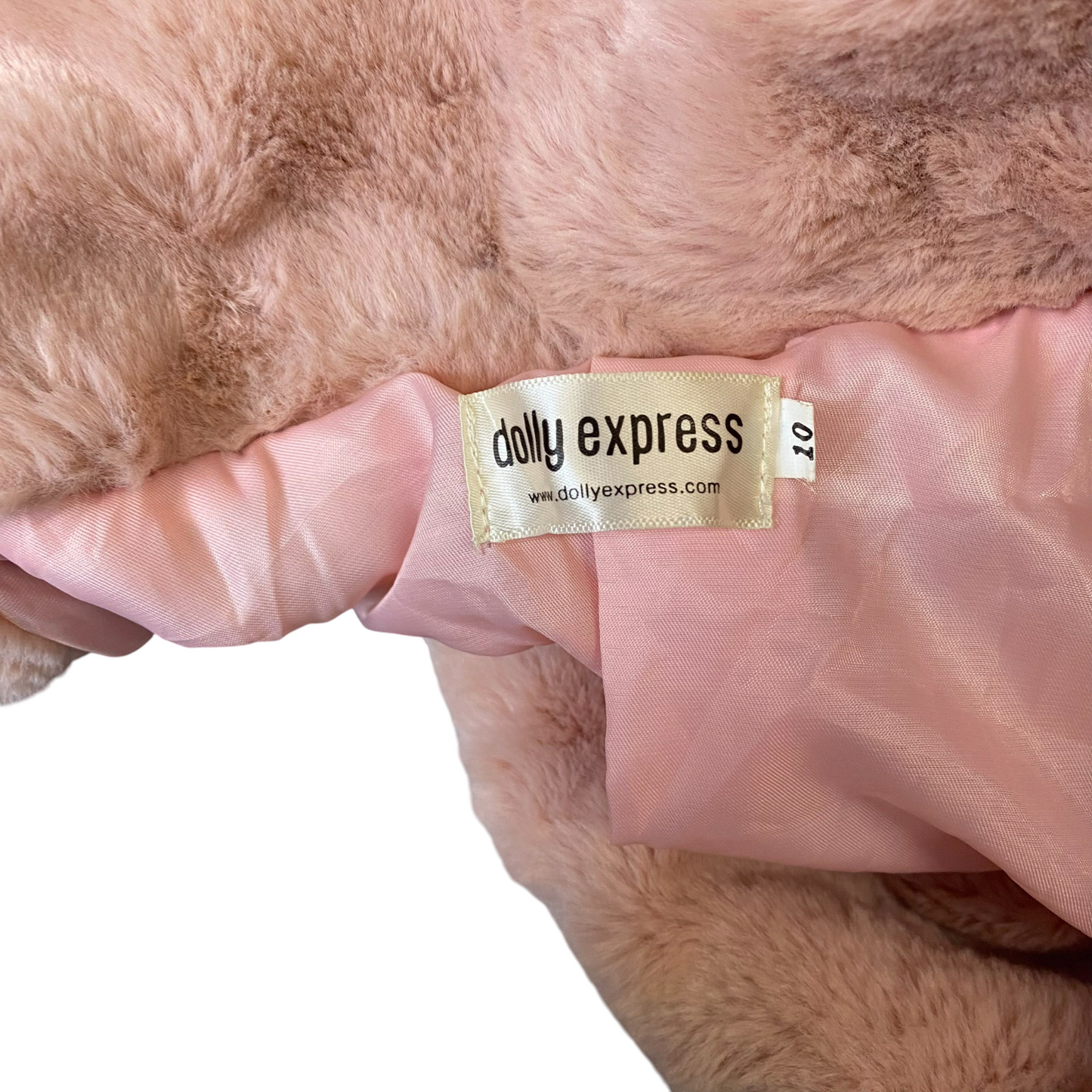 Dolly Express Faux Fur Coat Womens Medium Pink Lined Long Sleeve Notch Lapel
