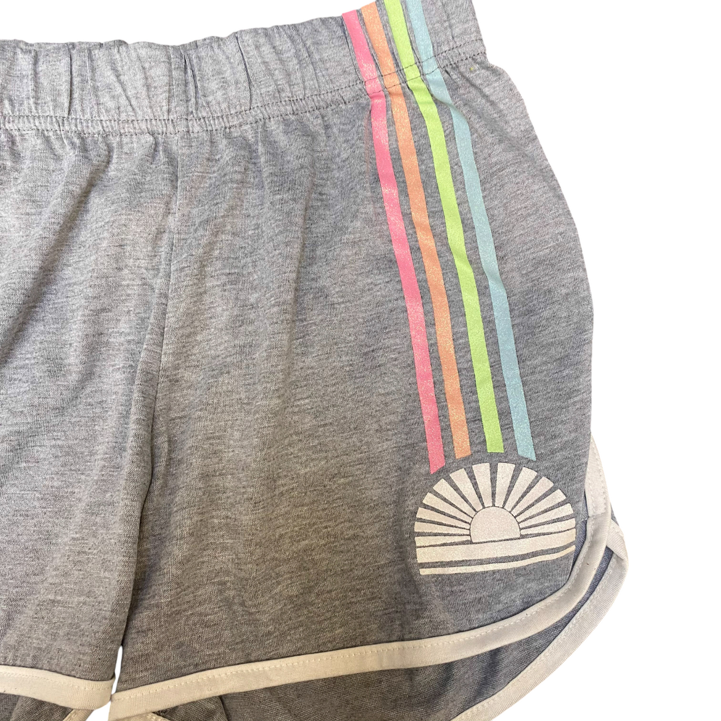 PJ Shorts Girls Large Grey Heather Stretchy Workout Elastic Waist Dolphin Hem