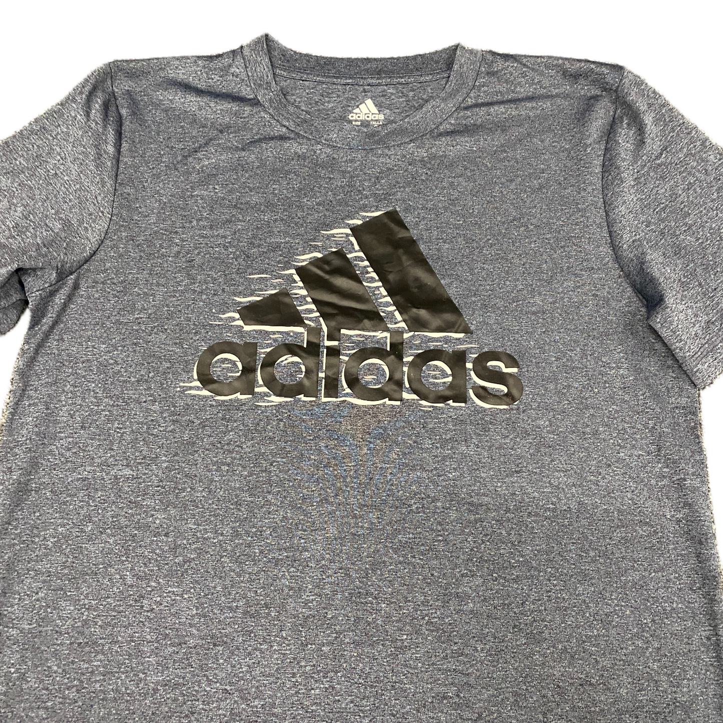 Adidas T-Shirt Womens L Grey Graphic Logo Short Sleeve Crew Neck Pullover Tee