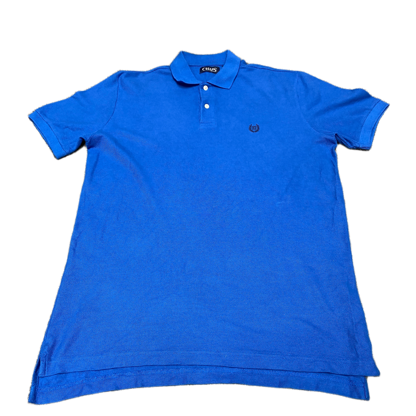Chaps Polo Shirt Mens Medium Blue Golf Performance Slit Embroidered Logo Popover