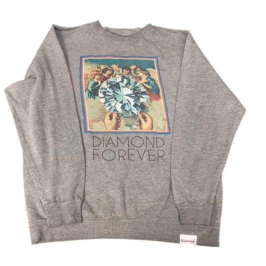 Diamond Supply Co. Sweatshirt Mens Medium Grey Forever Graphic Print Crew Neck