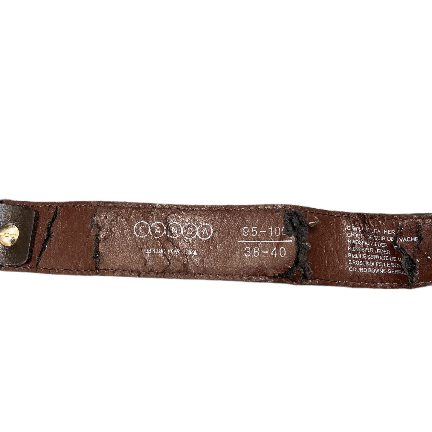 C&A Waist Belt Mens Dark Brown Leather Adjustable Silver Pin Buckle 42.5 inches