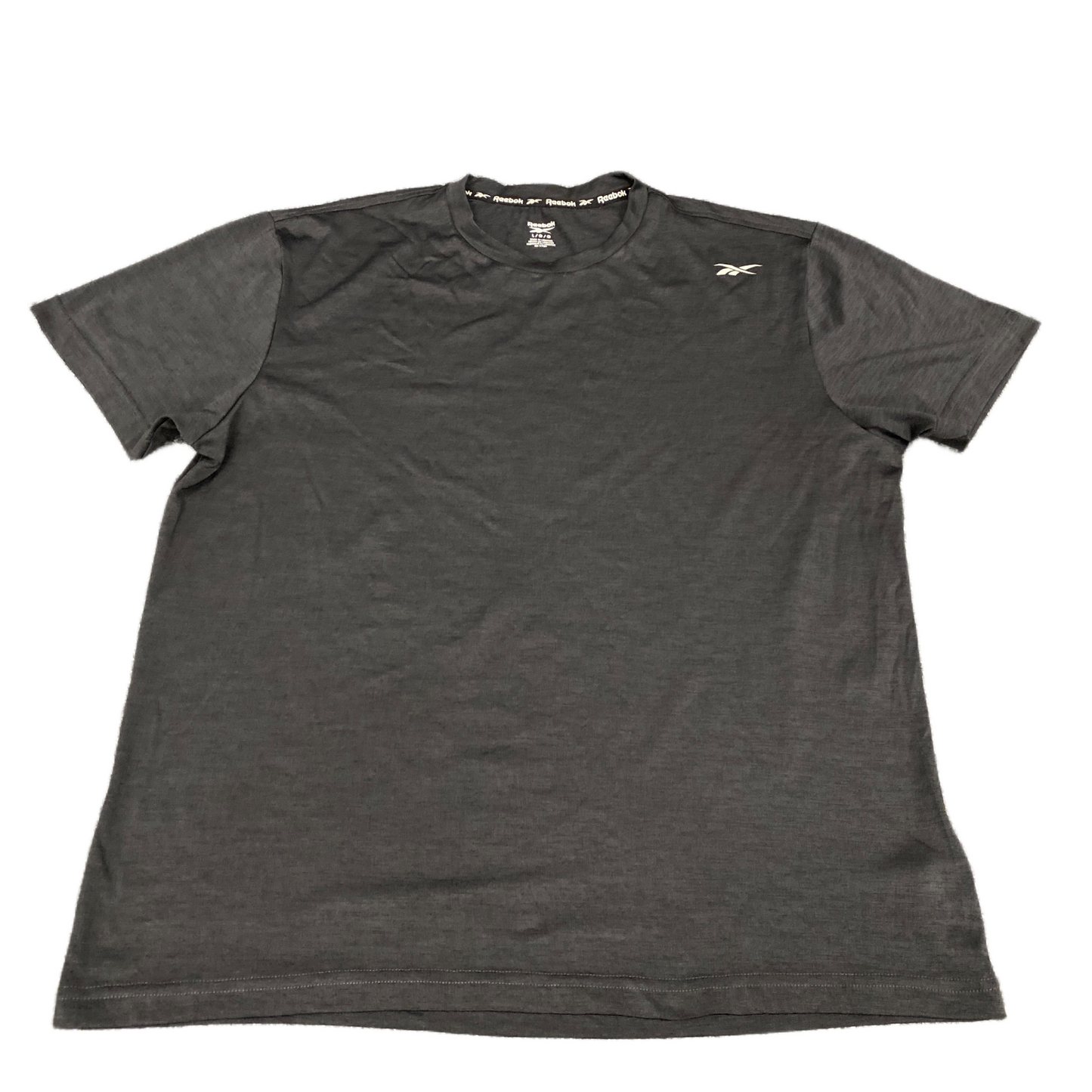 Reebok Activewear T-Shirt Fits as Mens Large Black Short Sleeve Crew Neck