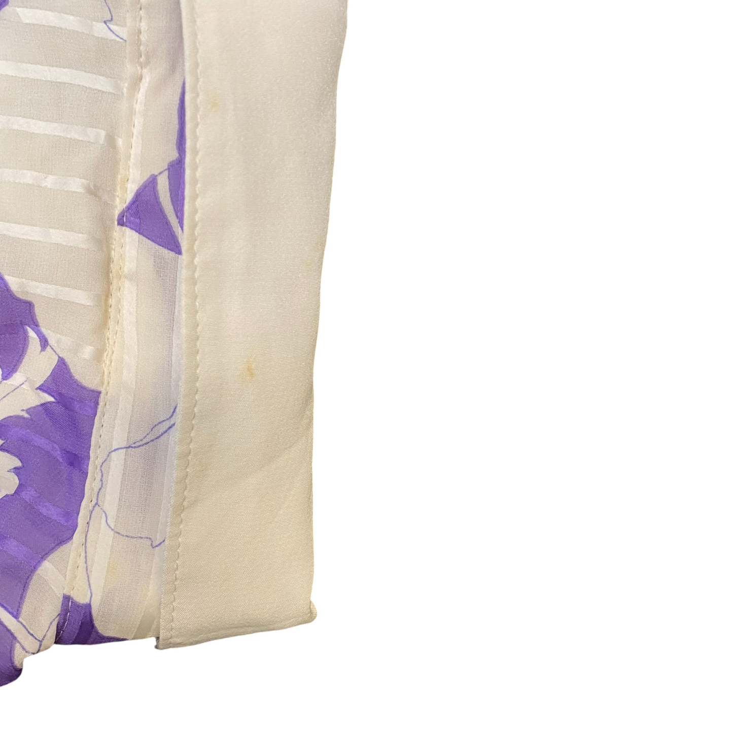 Women A Line Dress M White Purple Floral Print Long Sleeve Collared Button Front