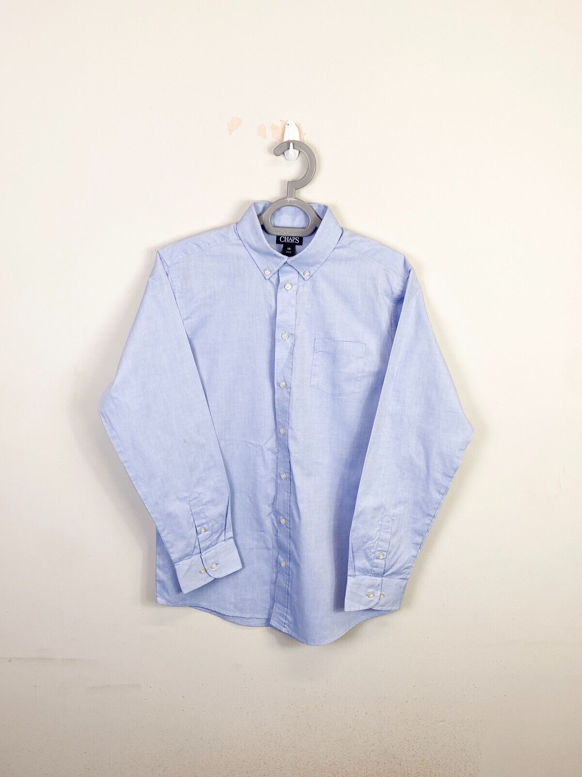 Chaps Dress Shirt Mens Small Blue Casual Long Sleeve Pocket Collared Button Down