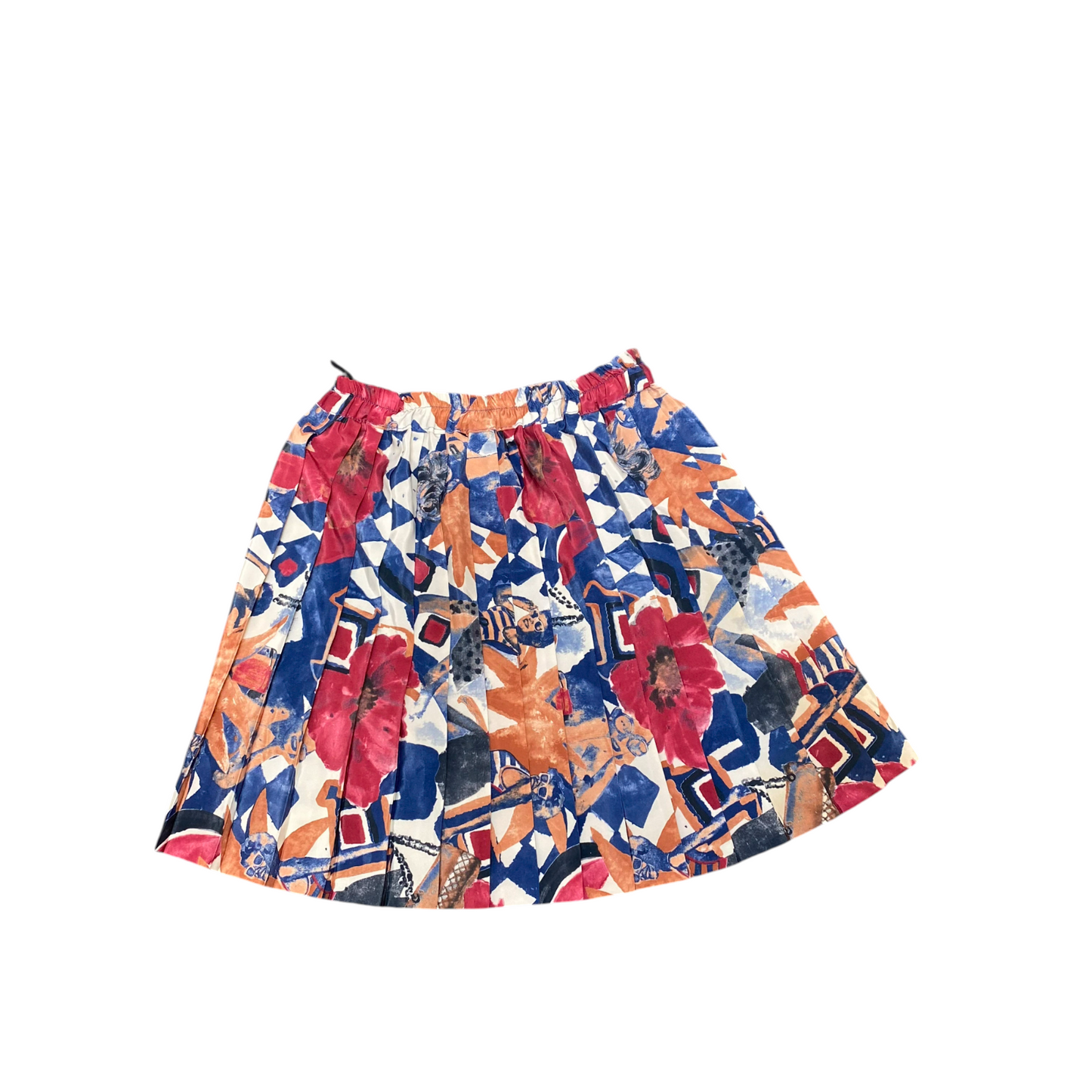 Antidot A Line Skirt Womens M Multi Abstract Pleated Elastic Waist Side Zip