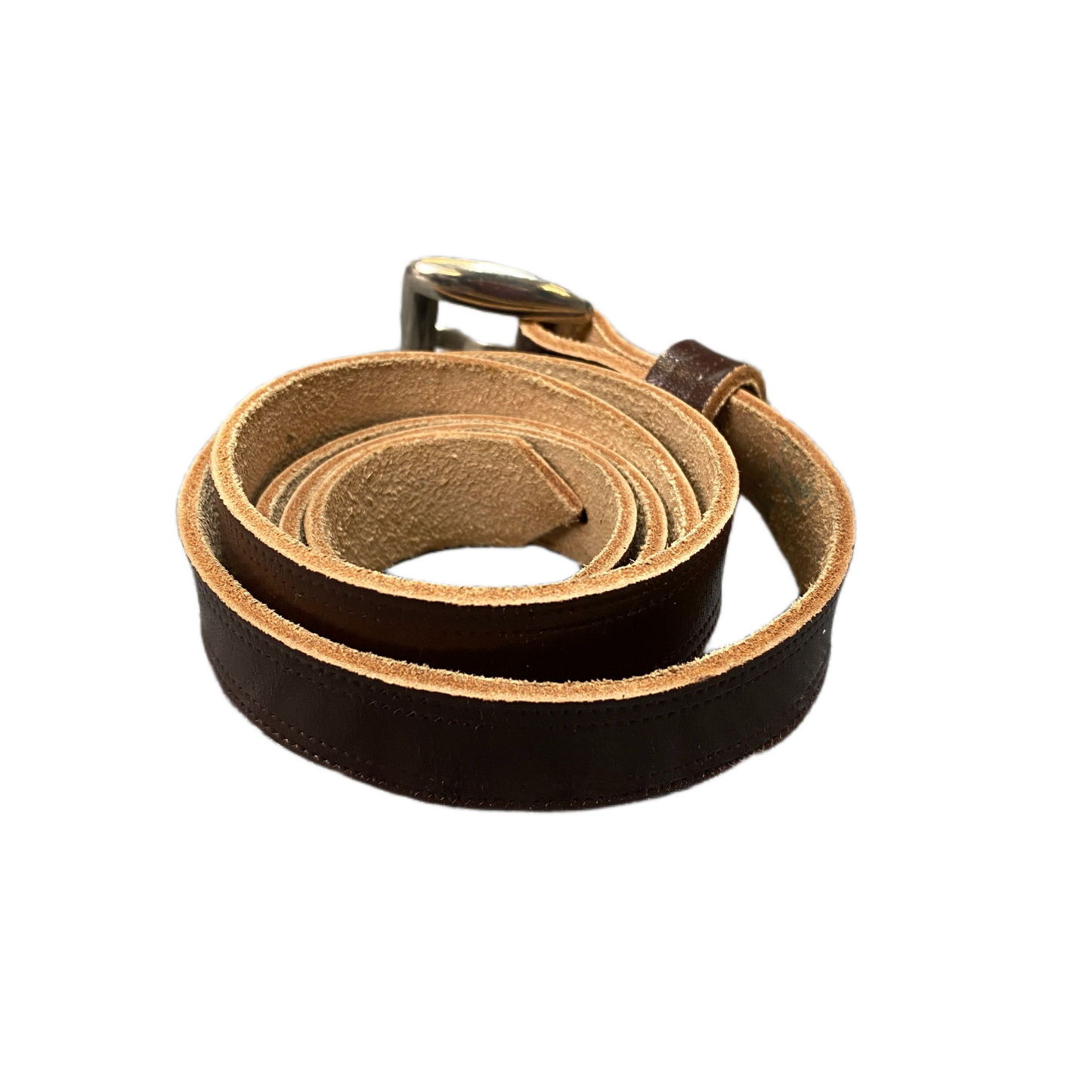 Waist Belt Mens Chocolate Brown Leather Adjustable Silver Pin Buckle 36.5 inches