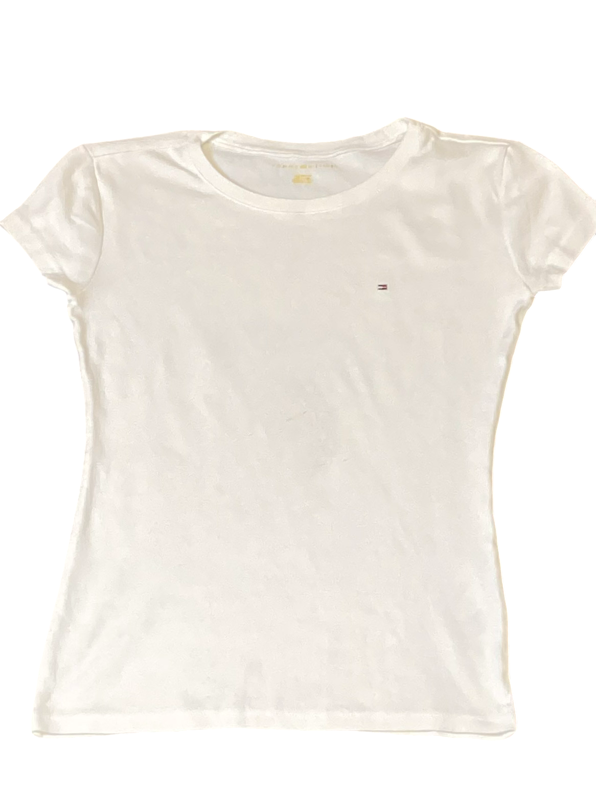 Tommy Hilfiger Tee Shirt Womens XL White Classic Slim Fit Casual Short Sleeve