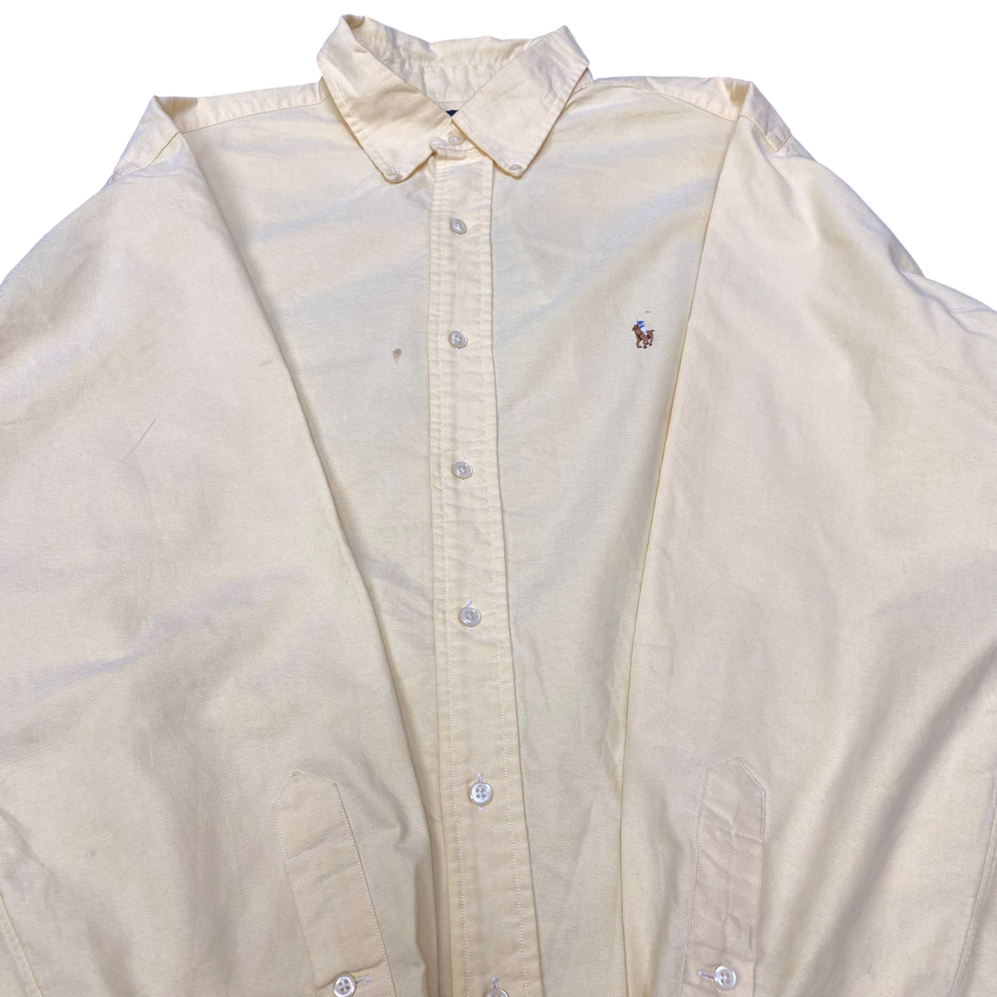 Ralph Lauren Formal Shirt Men XL Yellow Classic Fit Long Sleeve Logo Button Down