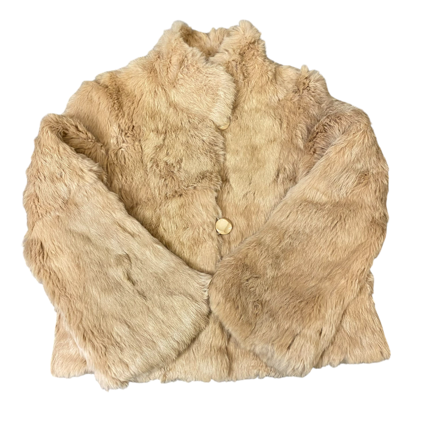 Vivayou Rabbit Fur Jacket Womens Medium Brown Fully Lined Cozy Warm Button Front