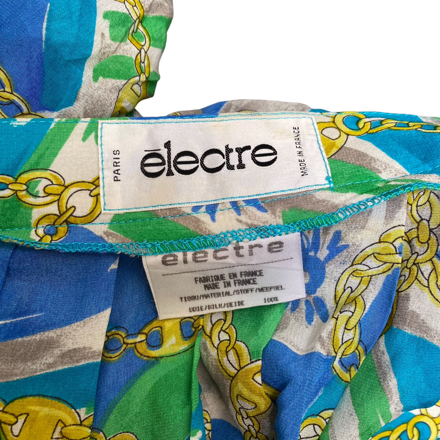 Electre A Line Skirt Womens L Green Abstract Print Plated Outdoor Side Button