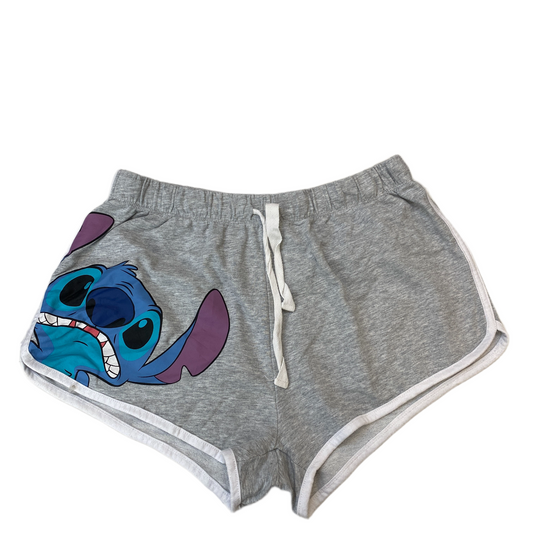 Lilo and Stitch Running Sprinter Shorts Womens L 28" Waist Grey Gym Dolphin Hem