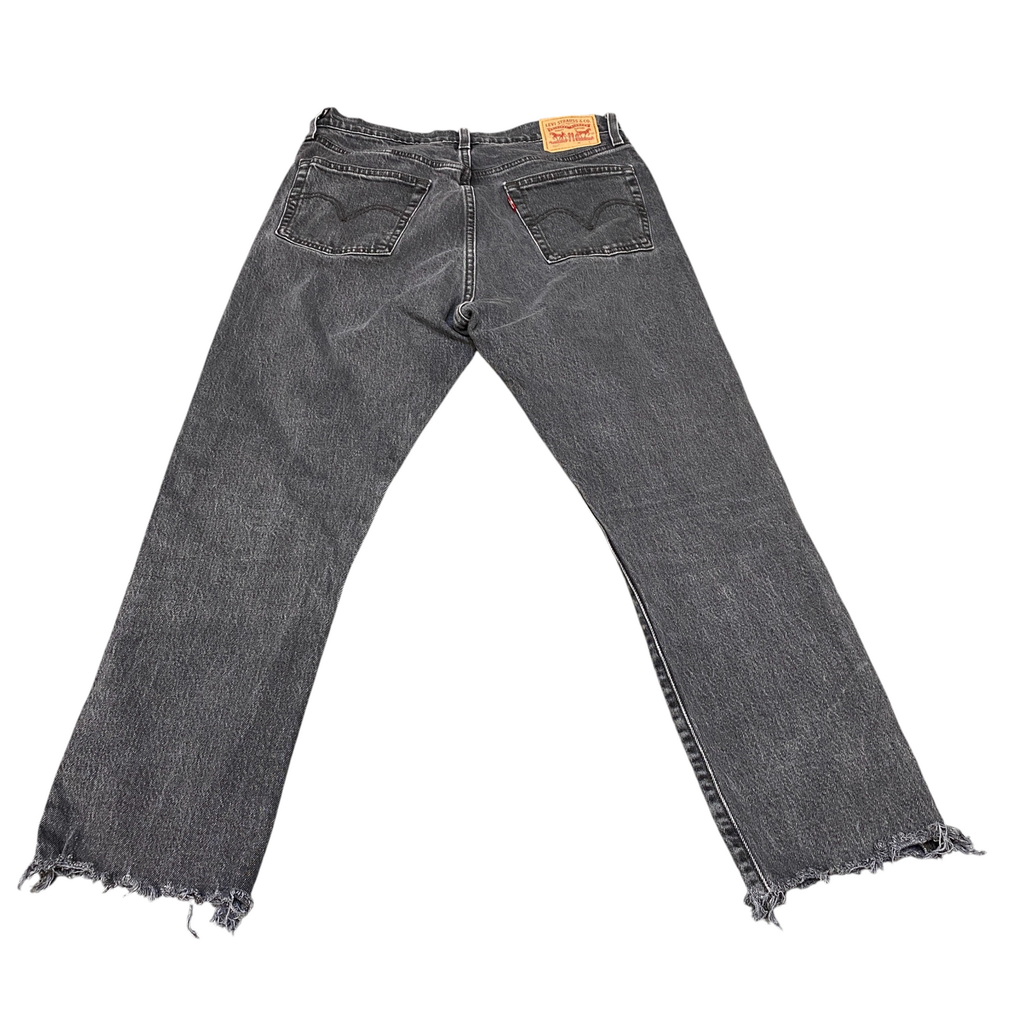 Levi's 501 Jeans Mens 30" Waist Grey Denim Premium Streetwear Flat Front Raw Hem