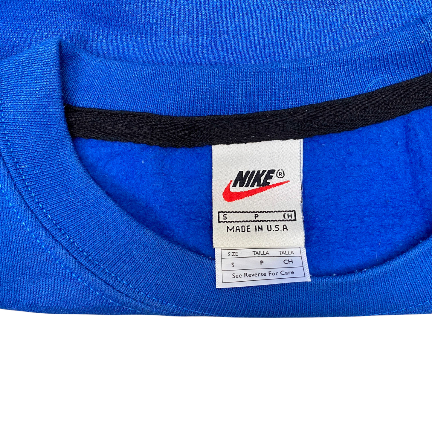 Nike Reworked Sweatshirt Mens Small Blue Green Embroidered Spell Out Logo Y2K
