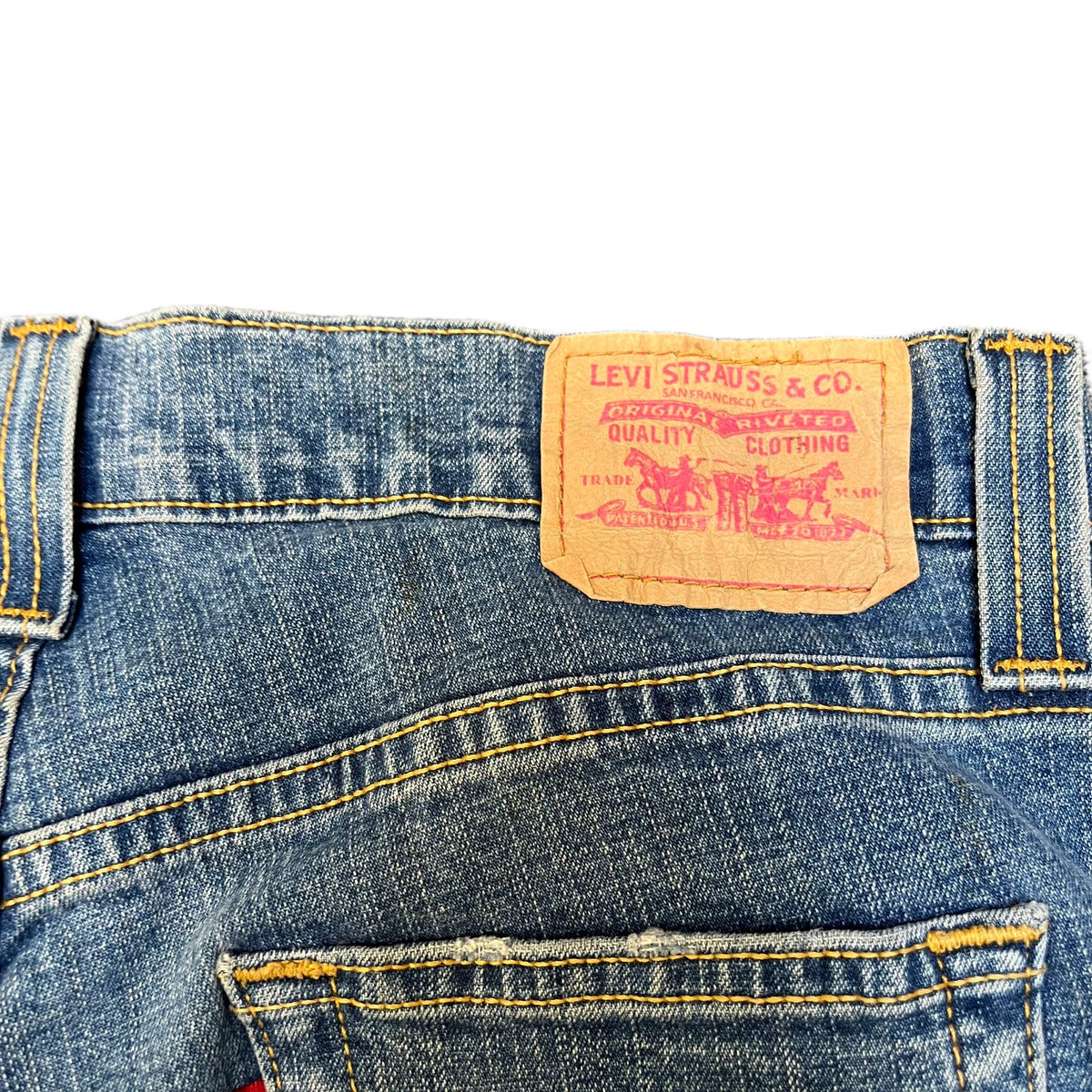 Levi's Jean Shorts Fits as Womens M 29" Waist Blue Denim Medium Wash Red Tab