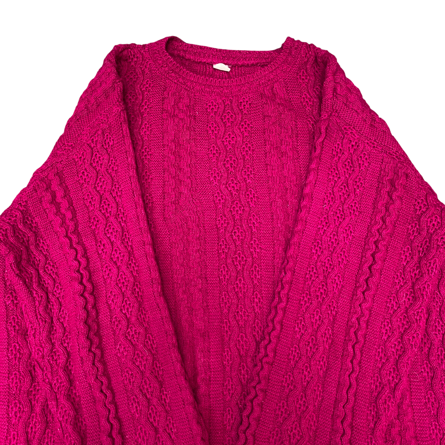 Jumper Womens Medium Pink Cable Knit Warm Winter Crew Neck Long Sleeve Pullover
