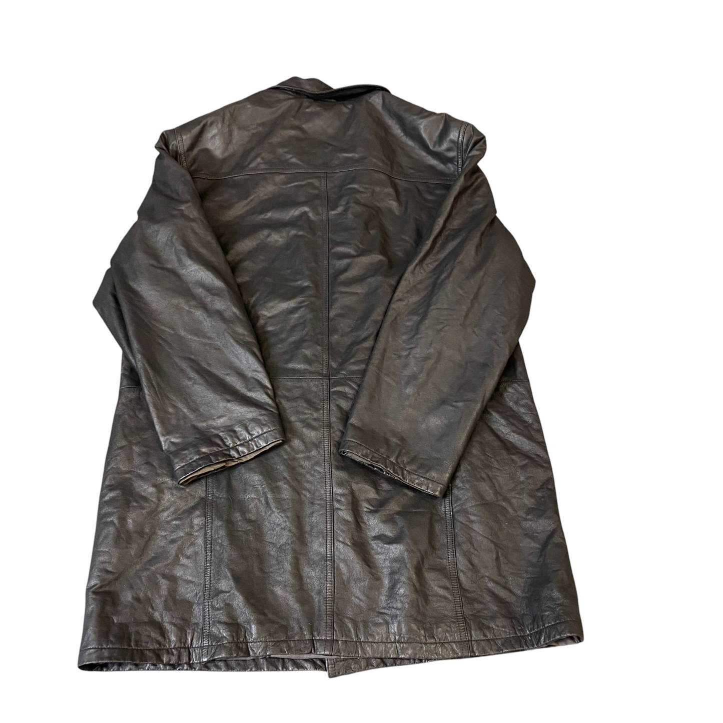 HI-BUXTER Faux Leather Jacket Mens Large Black Long Sleeve Collared Button Front