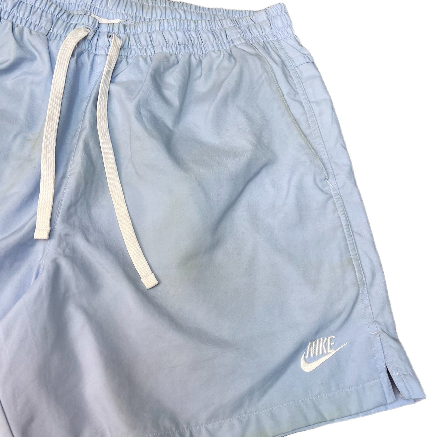 Nike Swim Trunks Board Shorts Mens L 32" Waist Light Blue Mesh Lined Drawstring