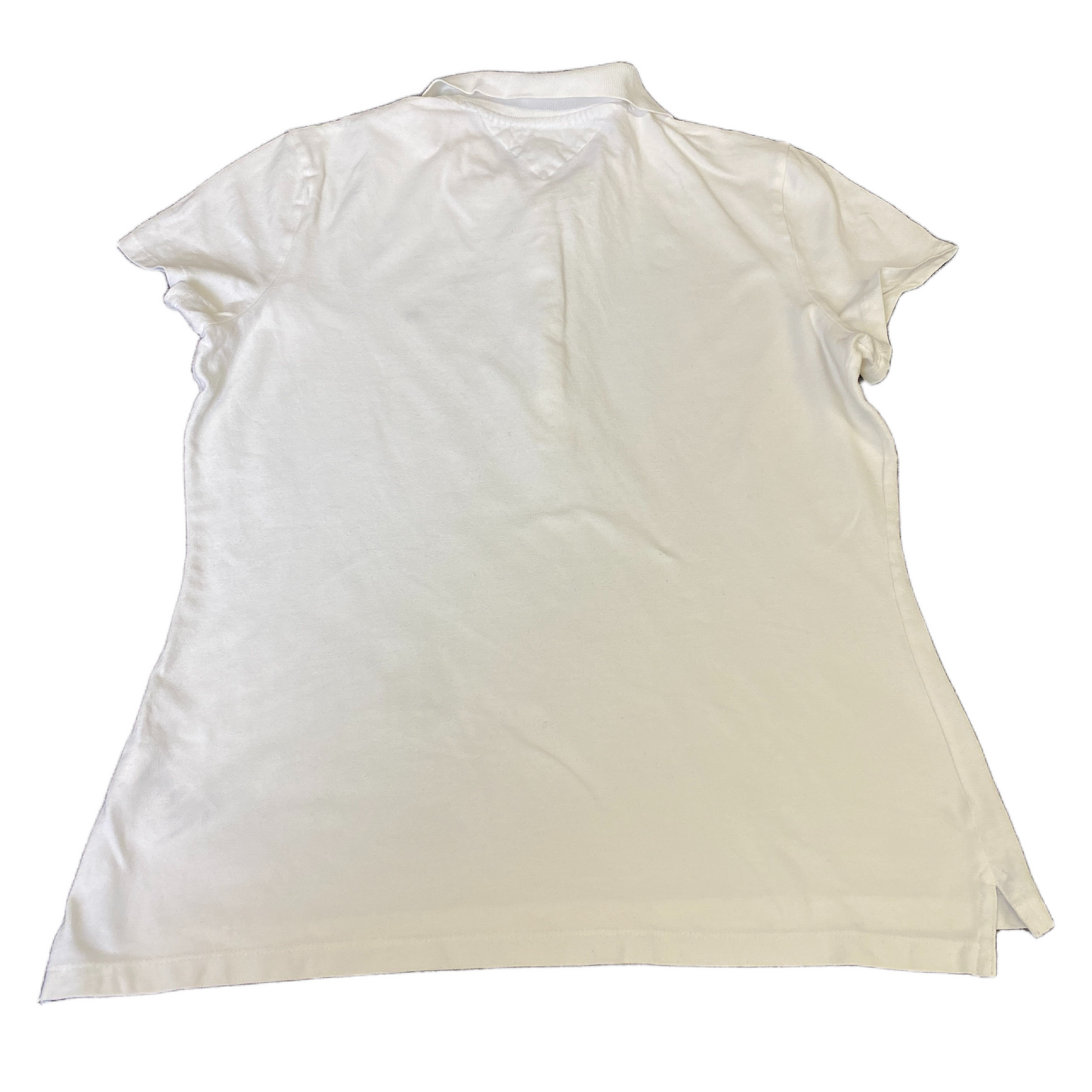 Tommy Hilfiger Polo Shirt Womens Large White Short Sleeve Collared Slit Popover