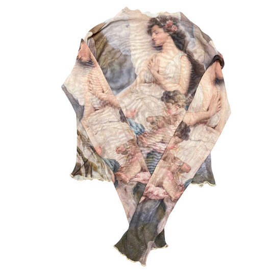 Shein Blouse Top Womens M Multi Angle Printed Sheer Long Sleeve Pullover Outdoor