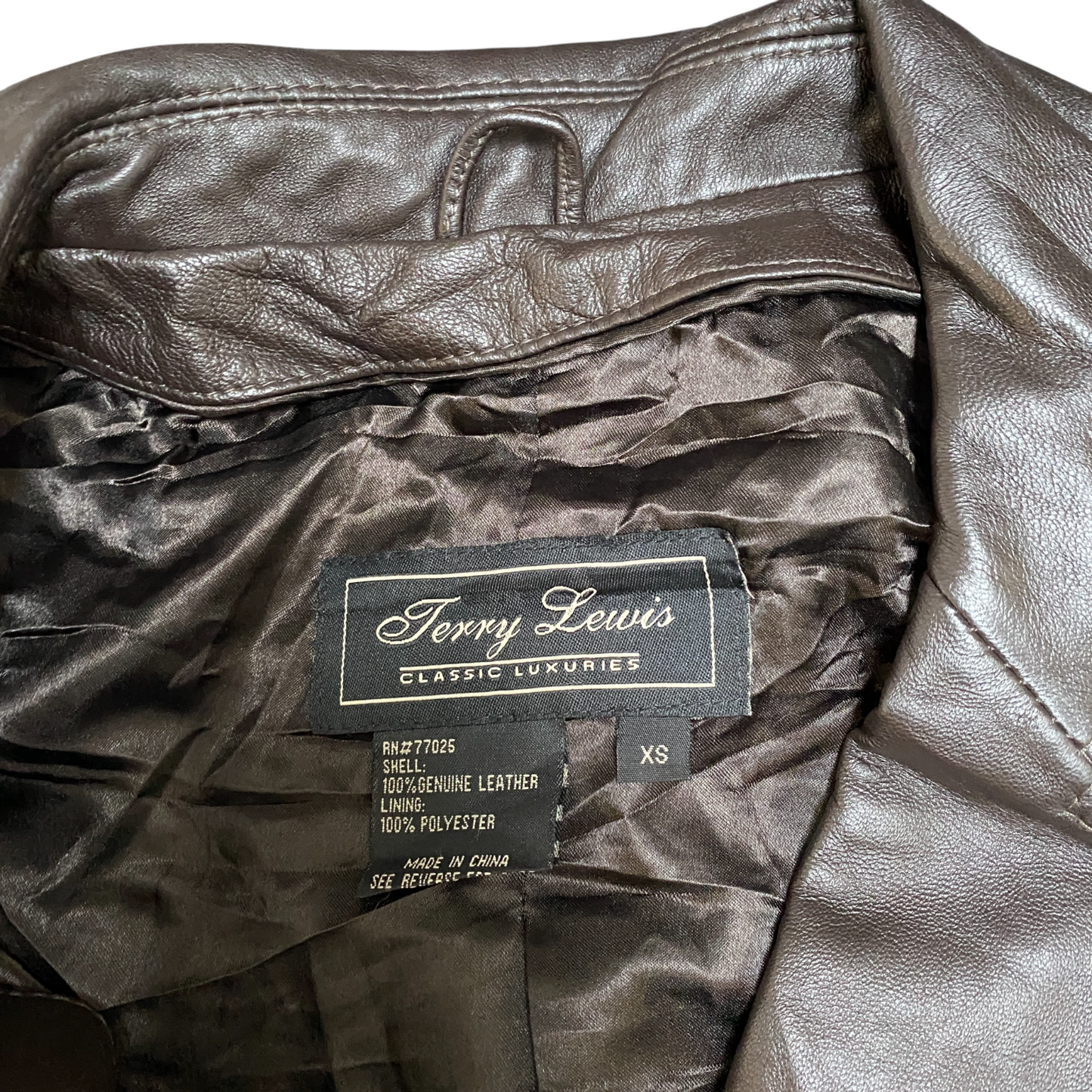 Terry Lewis Genuine Leather Blazer Jacket Womens XS Brown Lined Single Breasted