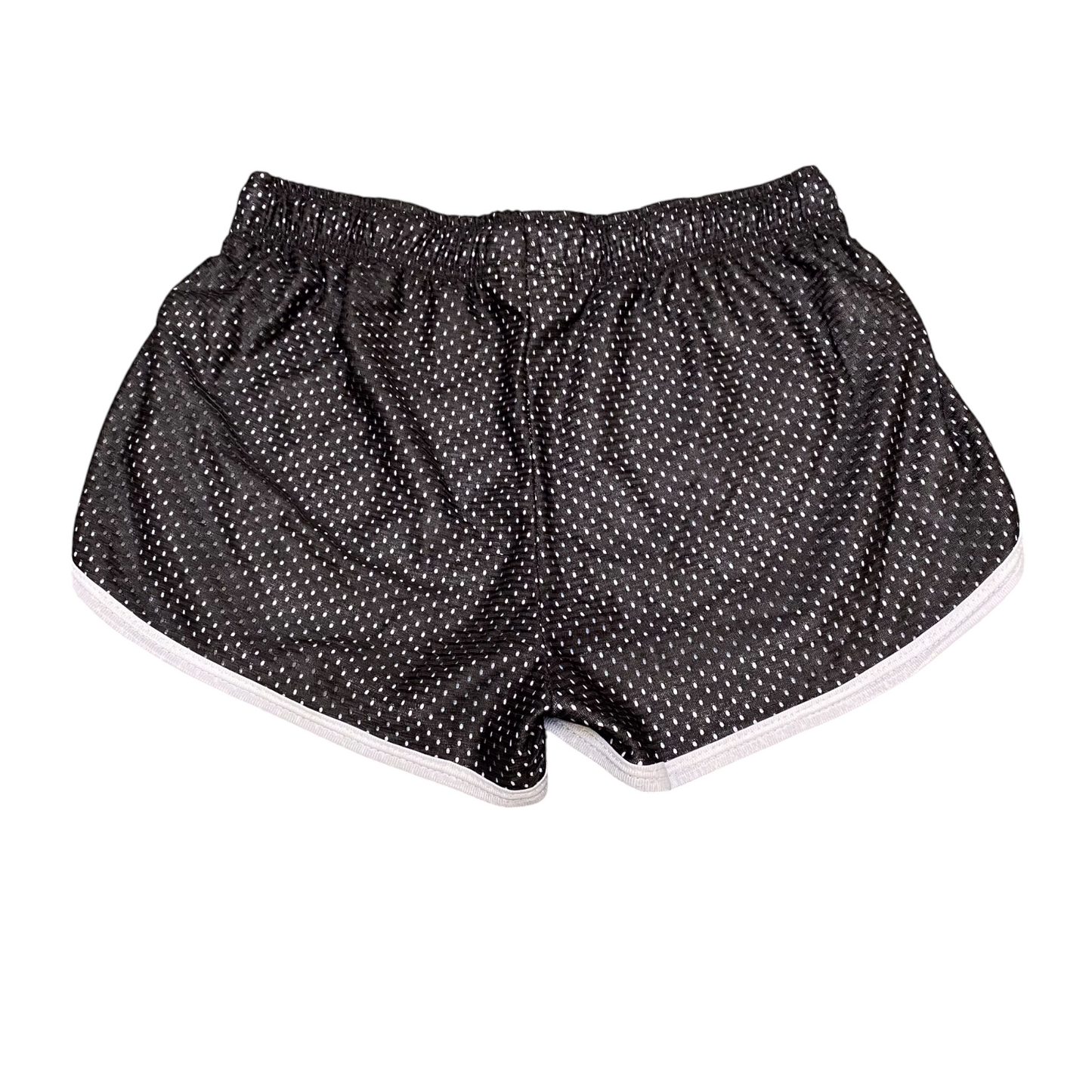 Running Sprinter Shorts Womens Medium Black White Mesh Athletic Fit Dolphin Hem