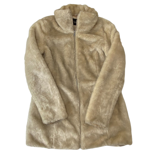 Outerwear Faux Fur Jacket Womens Medium Brown Lightweight Long Sleeve Full Zip