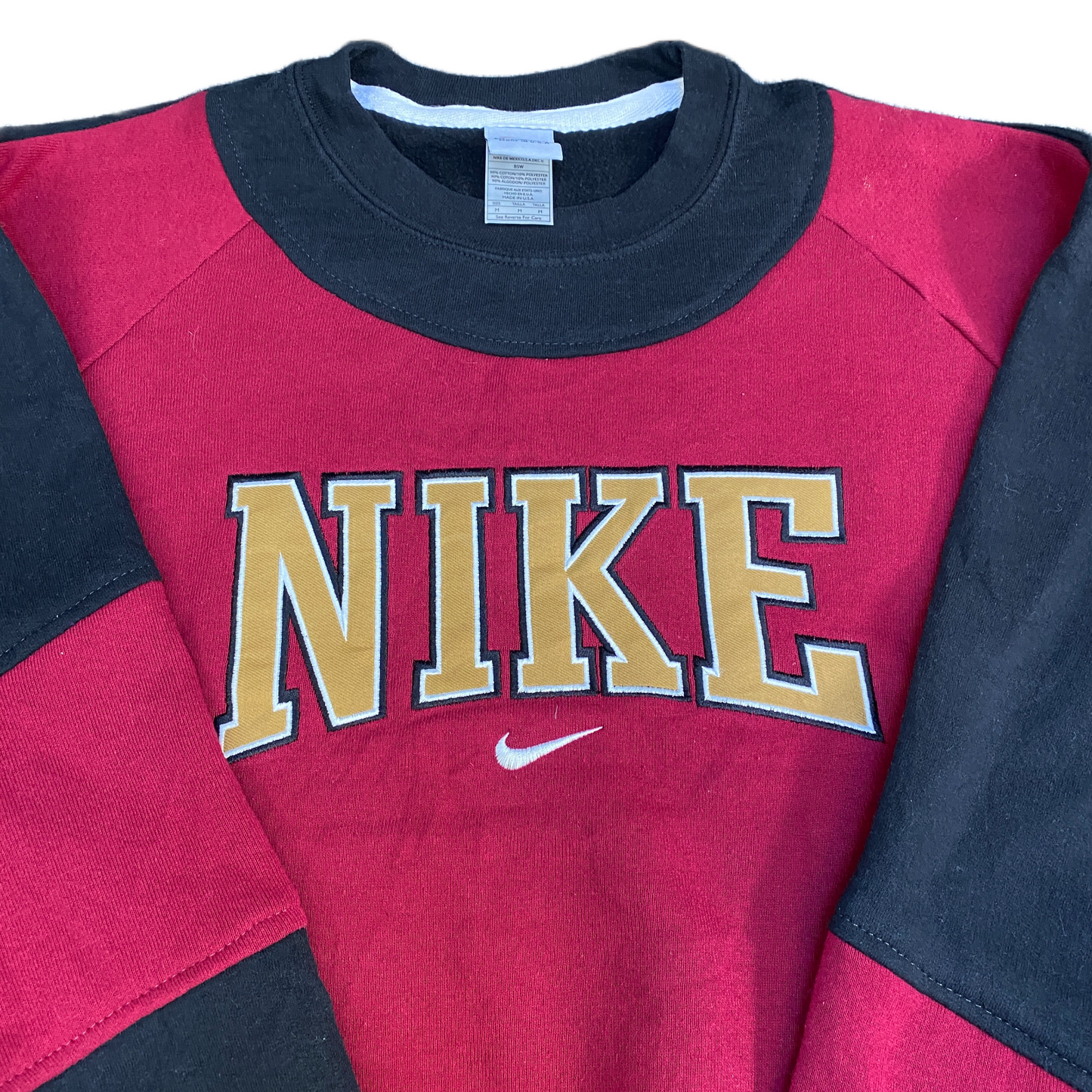 Nike Reworked Sweatshirt Mens M Pink Black Embroidered Spellout Logo Vintage Y2K