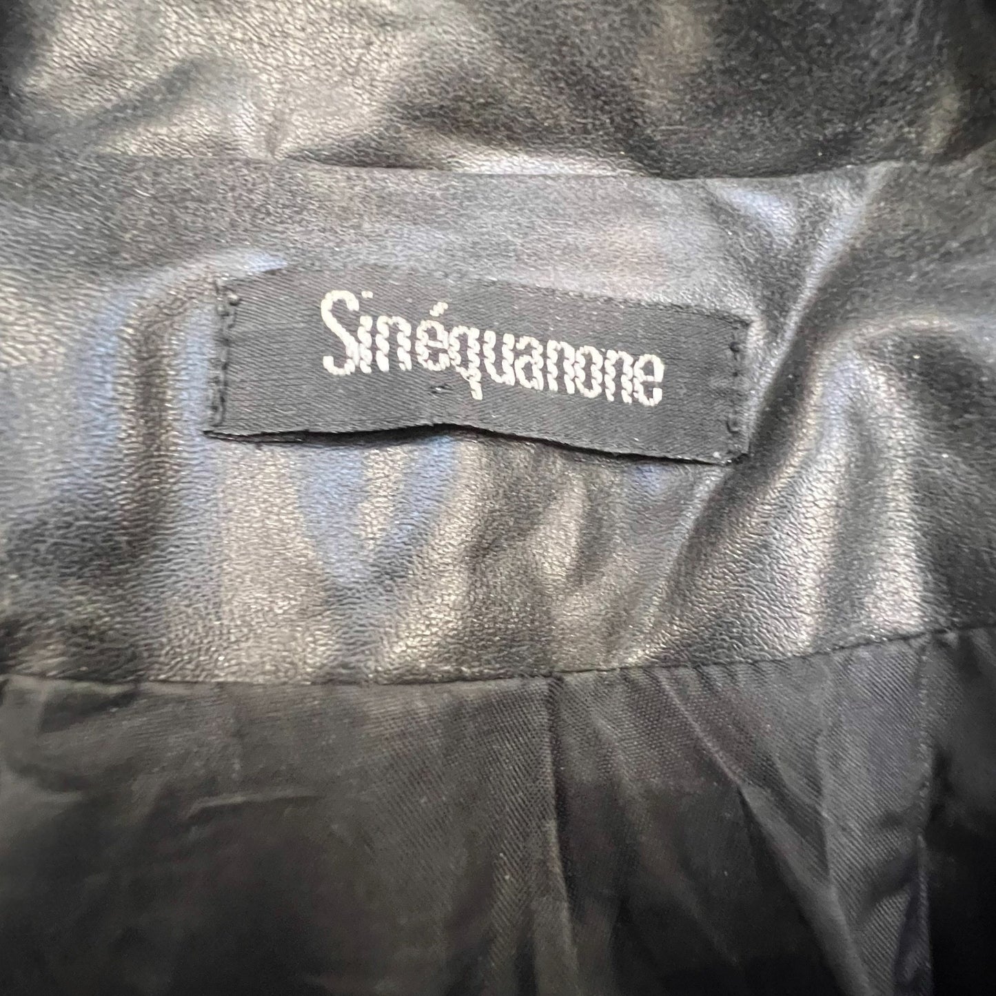 Sinequanone Faux Leather Jacket Womens Small Black Notch Lapel Single Breasted