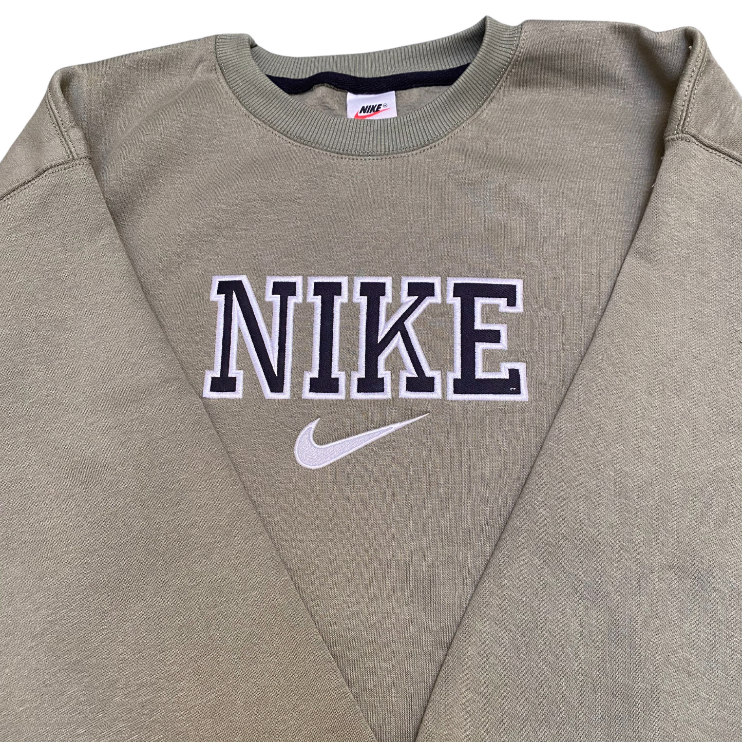 Nike Reworked Sweatshirt Mens L Green Heather Embroidered Long Sleeve Crew Neck