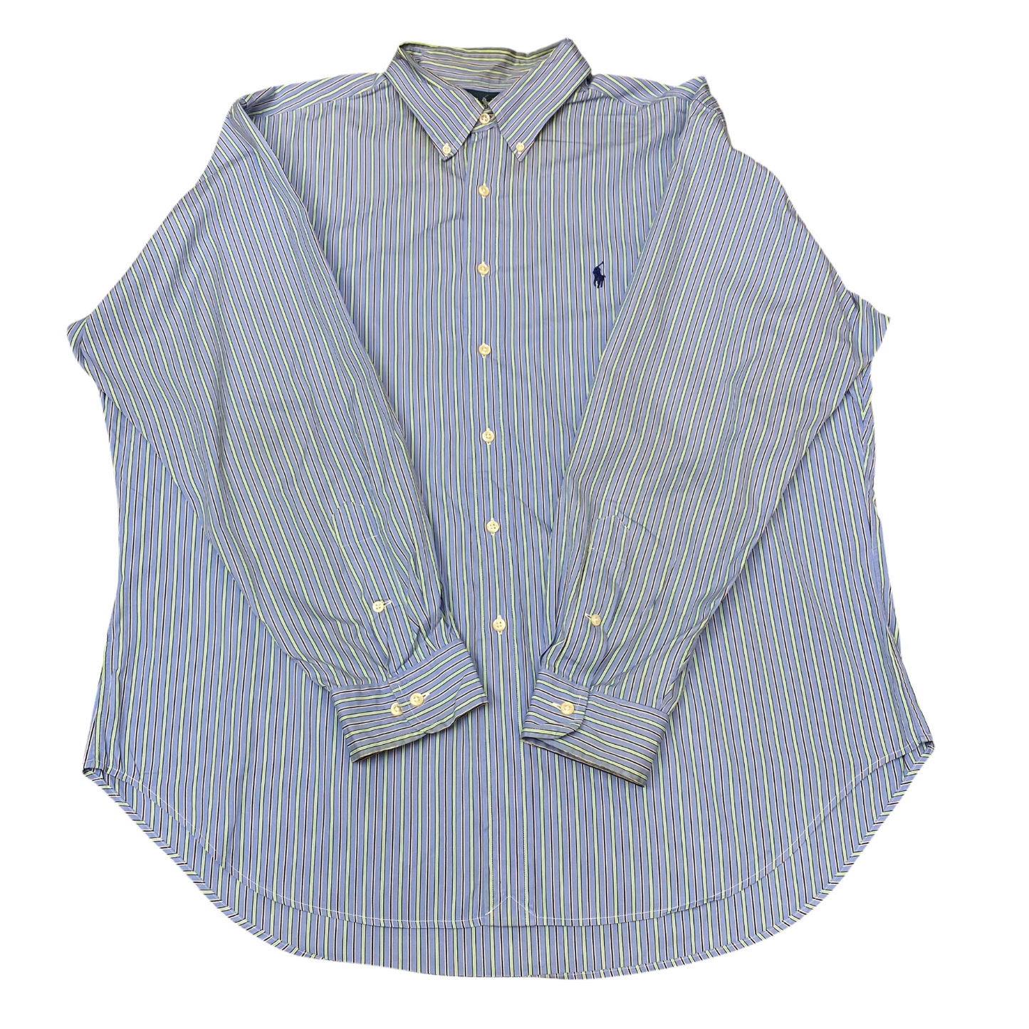 Ralph Lauren Formal Shirt Mens XL Blue Striped Classic Fit Long Sleeve Button Up