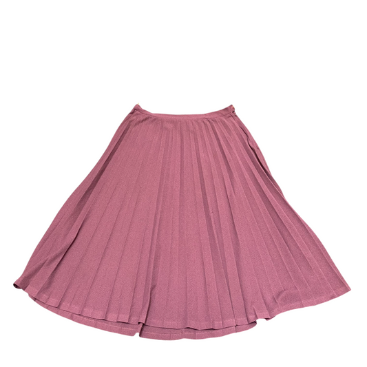 Pleas Fit & Flare Skirt Womens L Pink Comfort Pleated Knee Length Elastic Waist