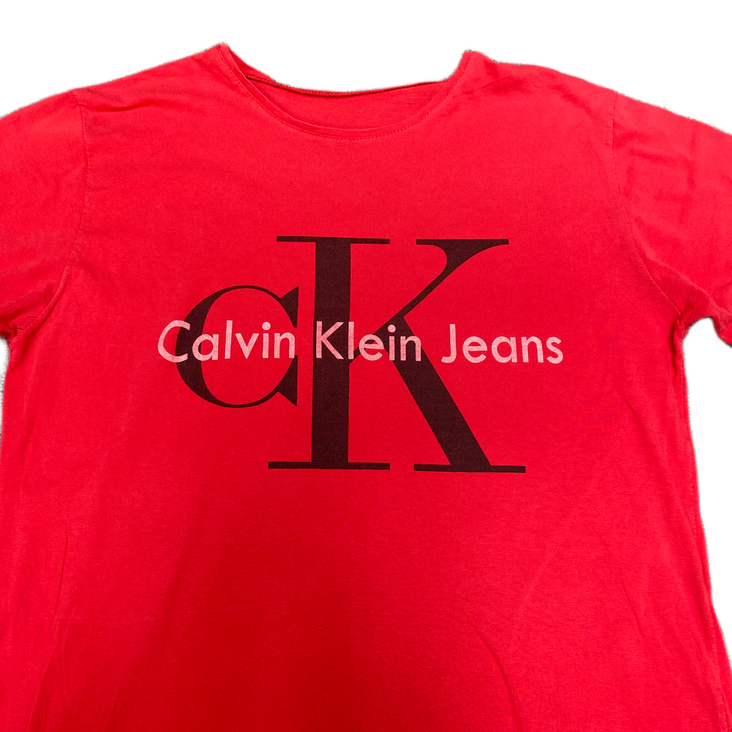 Calvin Klein T-Shirt Mens S Red Graphic Logo Short Sleeve Crew Neck Pullover Tee