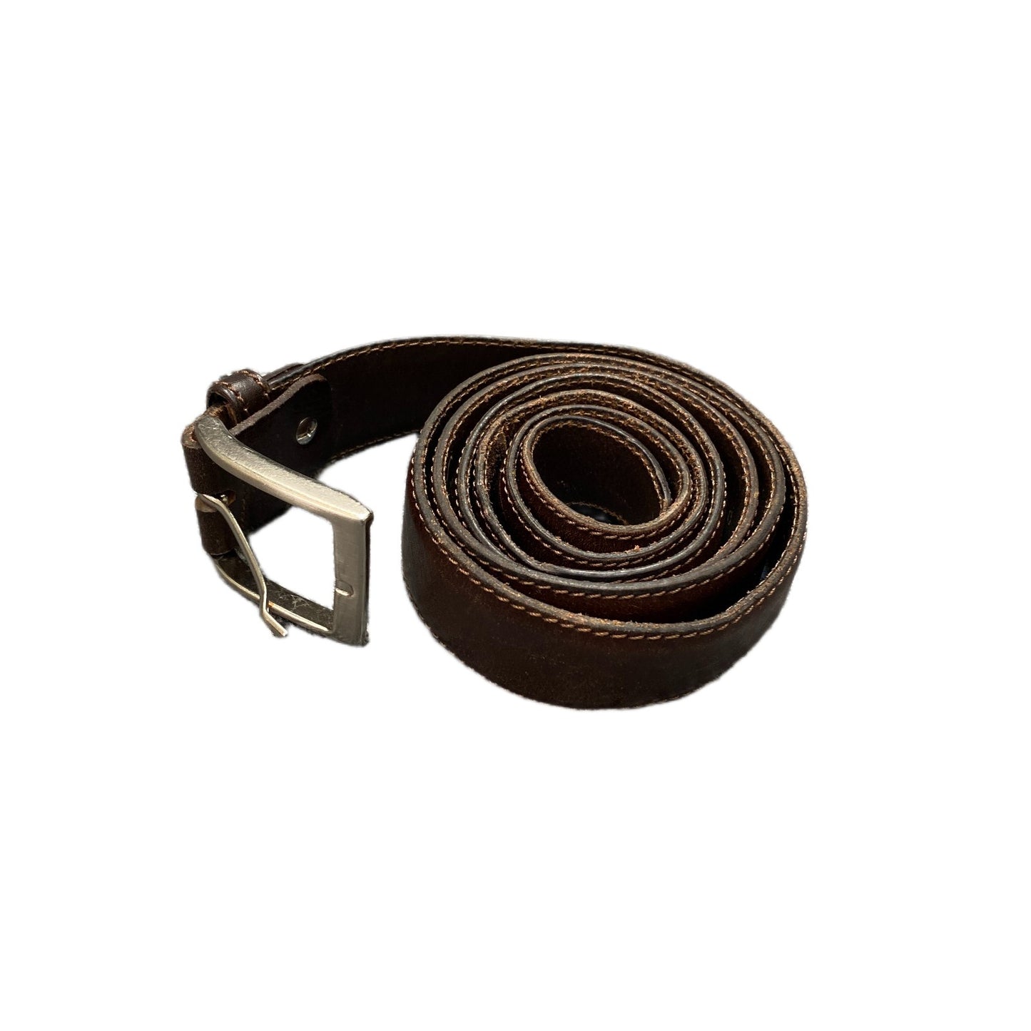 Vero Cuoio Waist Belt Men Brown Leather Adjustable Silver Pin Buckle 53 Inches