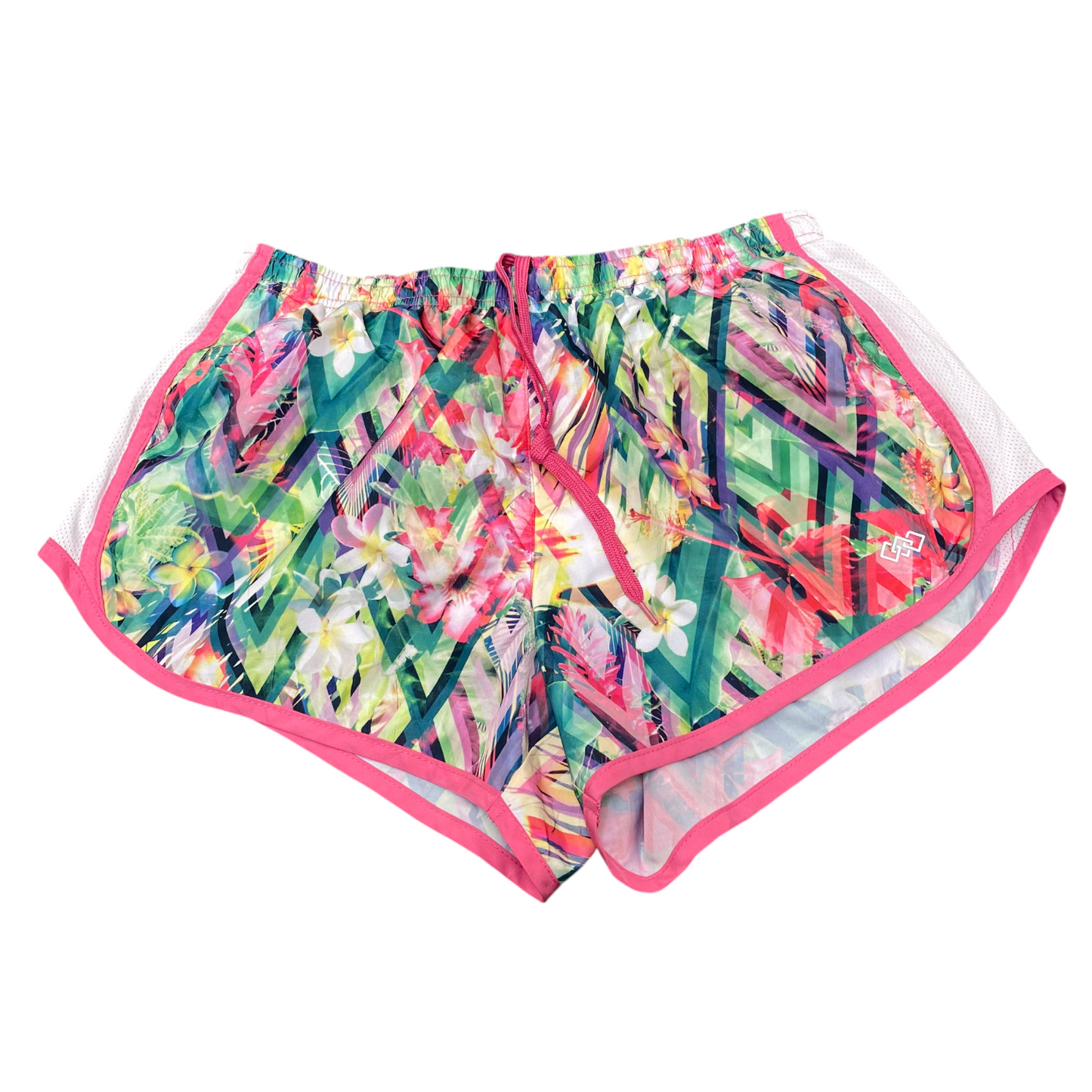 Running Sprinter Shorts Women 25W Multicoloured Floral Athletic Drawstring Waist