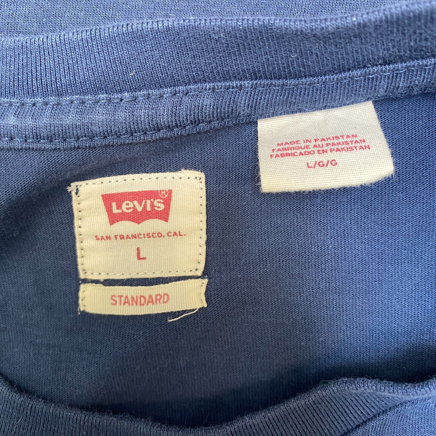 Levi's T-Shirt Mens L Navy Standard Fit Short Sleeve Crew Neck Logo Pullover Tee