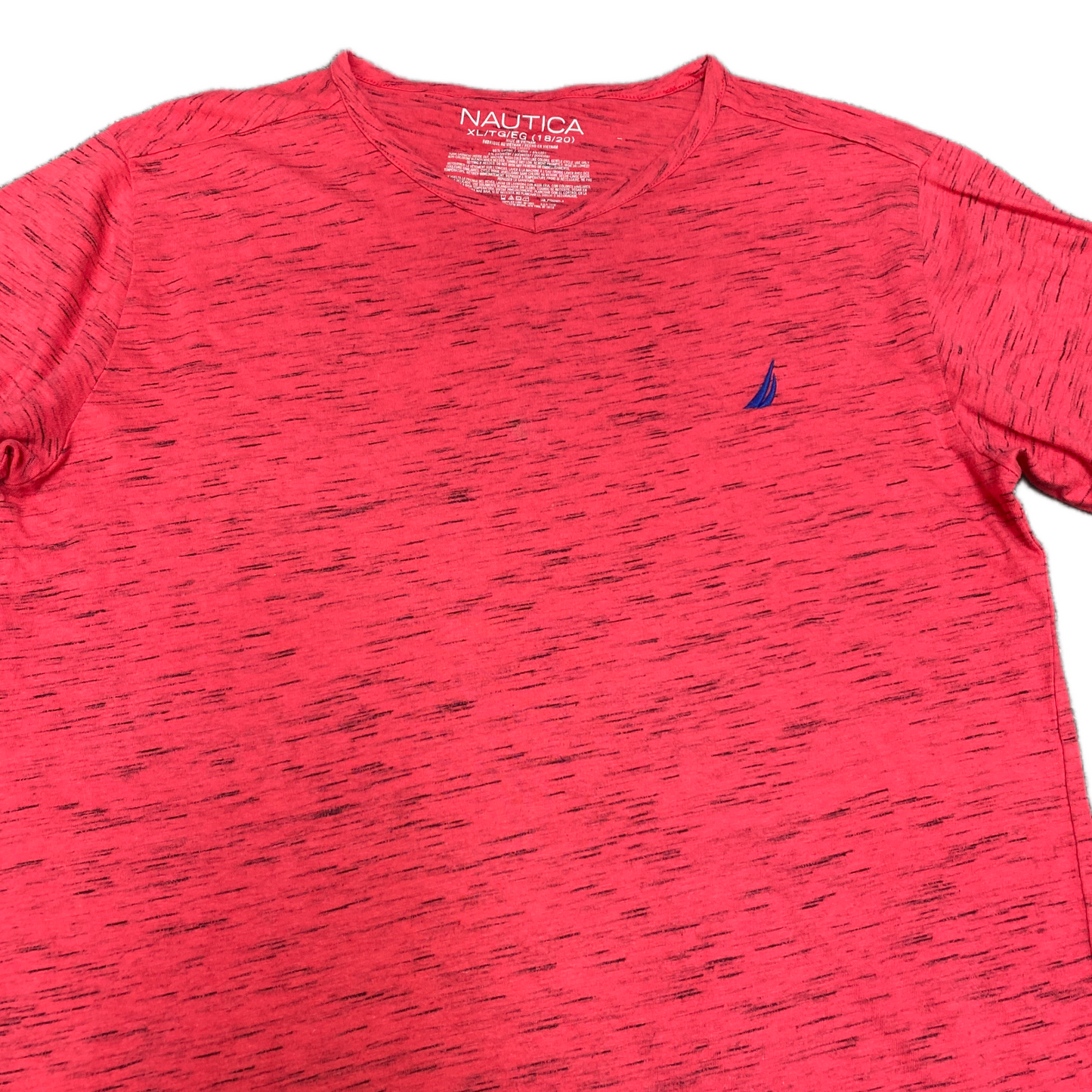 Nautica T-Shirt Boys Small Pink Heather Stretch Short Sleeve V-Neck Pullover Tee
