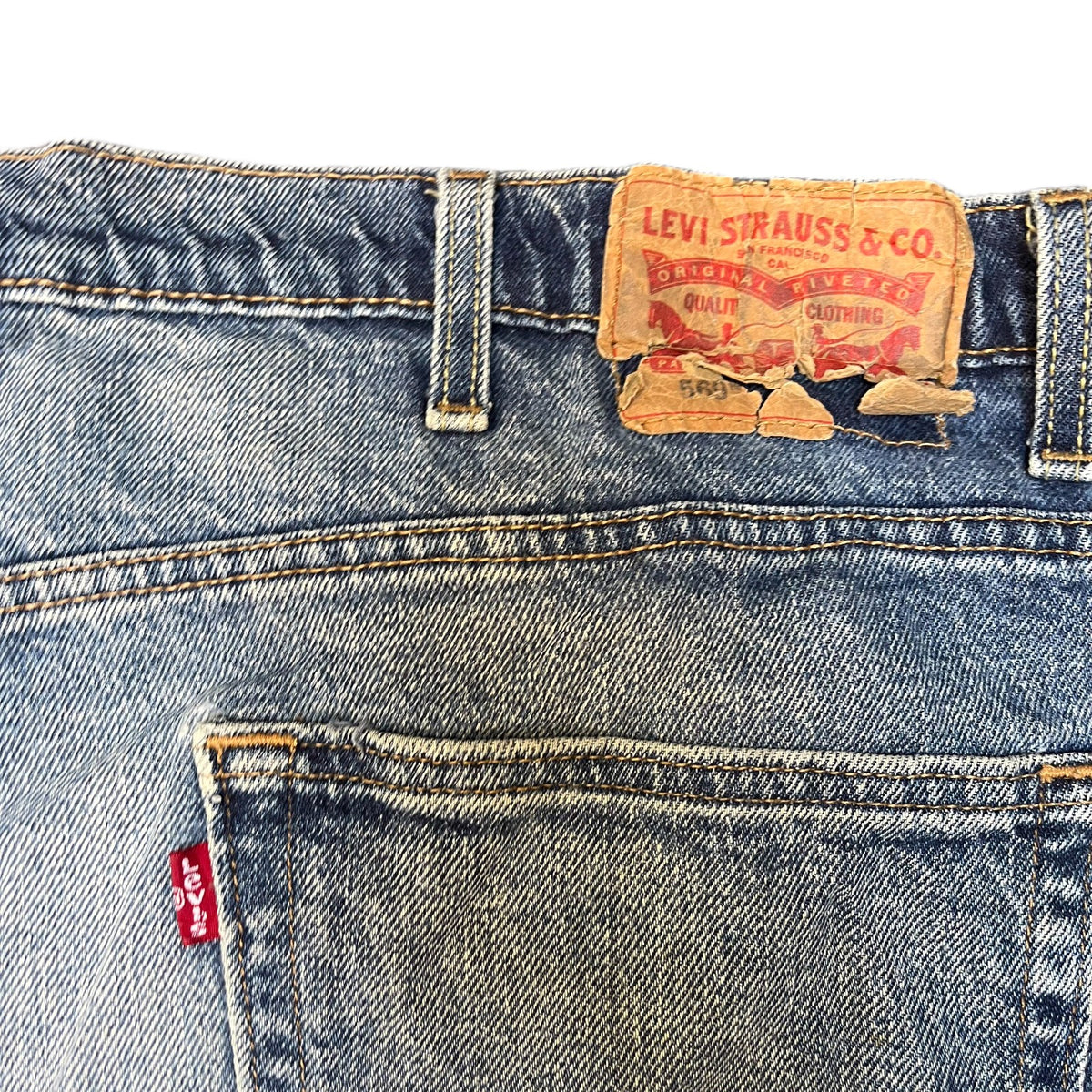 Levi's 569 Jean Shorts Fits as Mens XL 43" Waist Blue Denim Loose Straight Fit