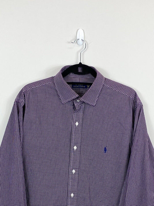 Ralph Lauren Buttoned Shirt Mens XL Purple Check Long Sleeve Pony