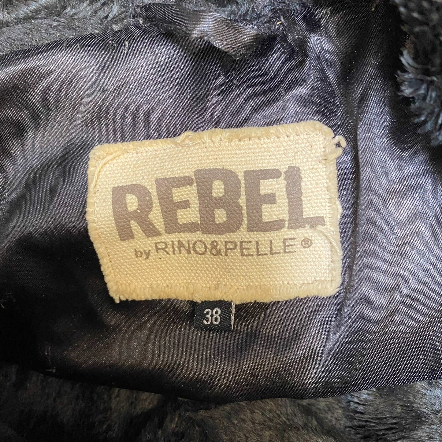 Rebel by Rino & Pelle Faux Fur Jacket Womens M Black Collared Asymmetrical Zip