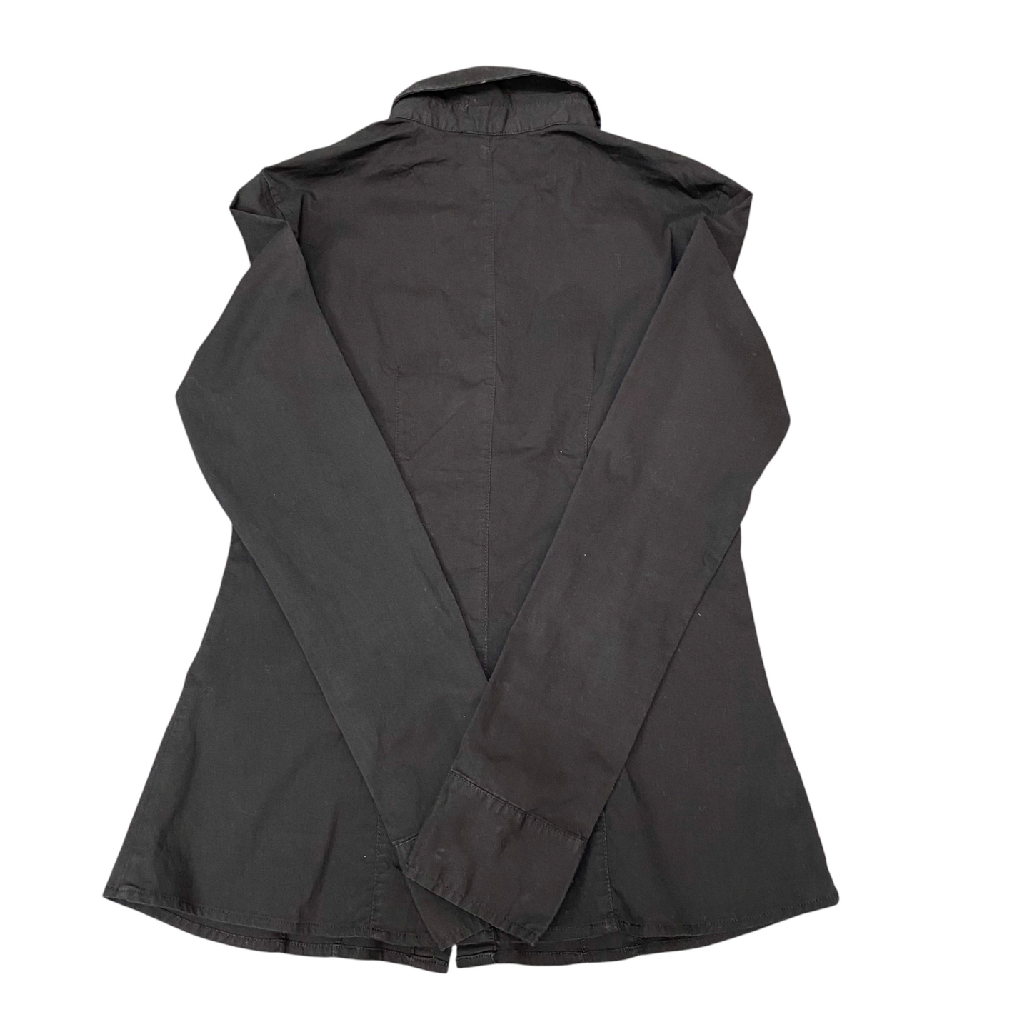 Motivi Shirt Top Womens S Black Solid Long Sleeve Chest Pocket Button Down