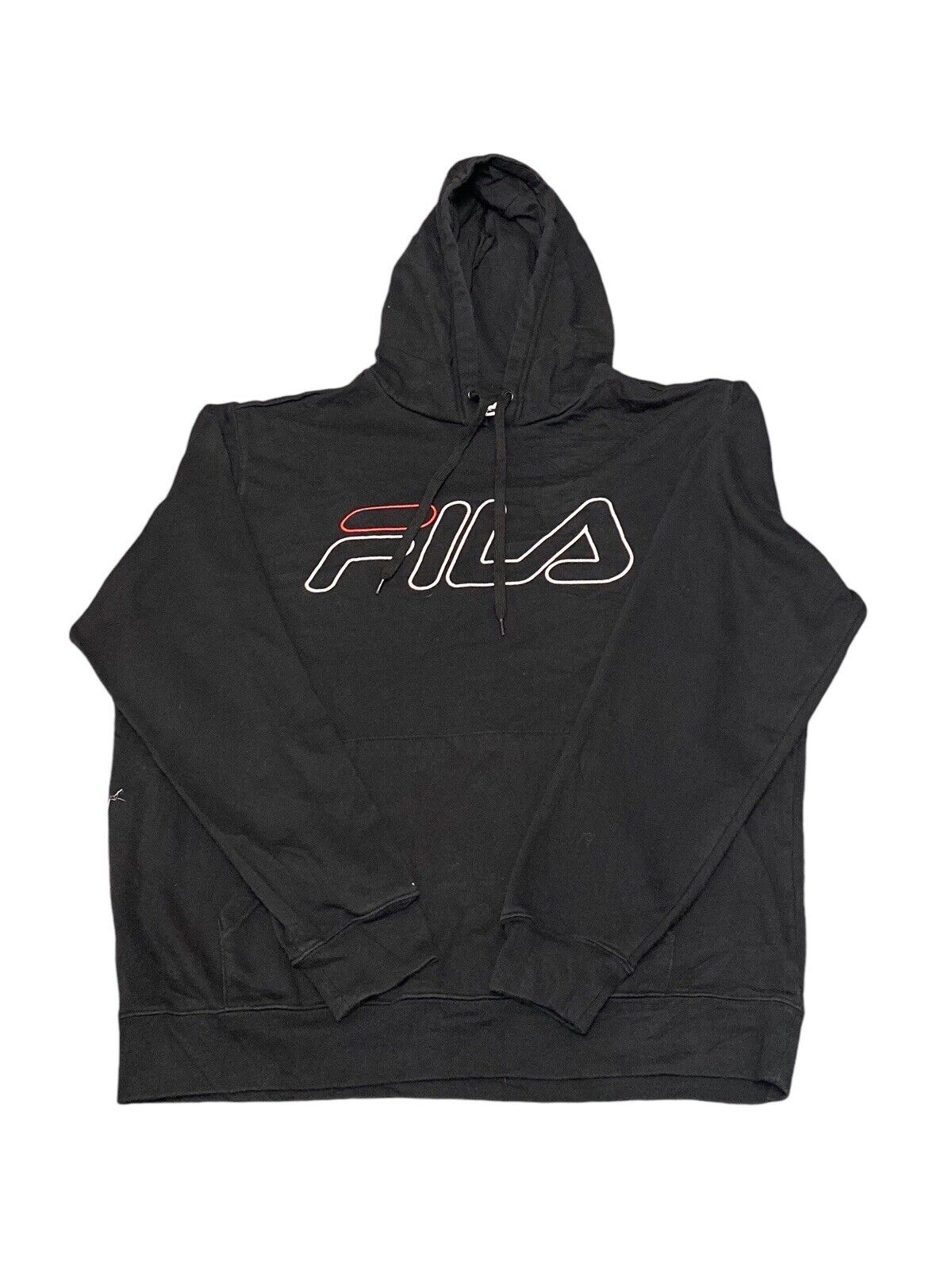 Fila Hoodie Men's Large Black Logo Long Sleeve Hoodie