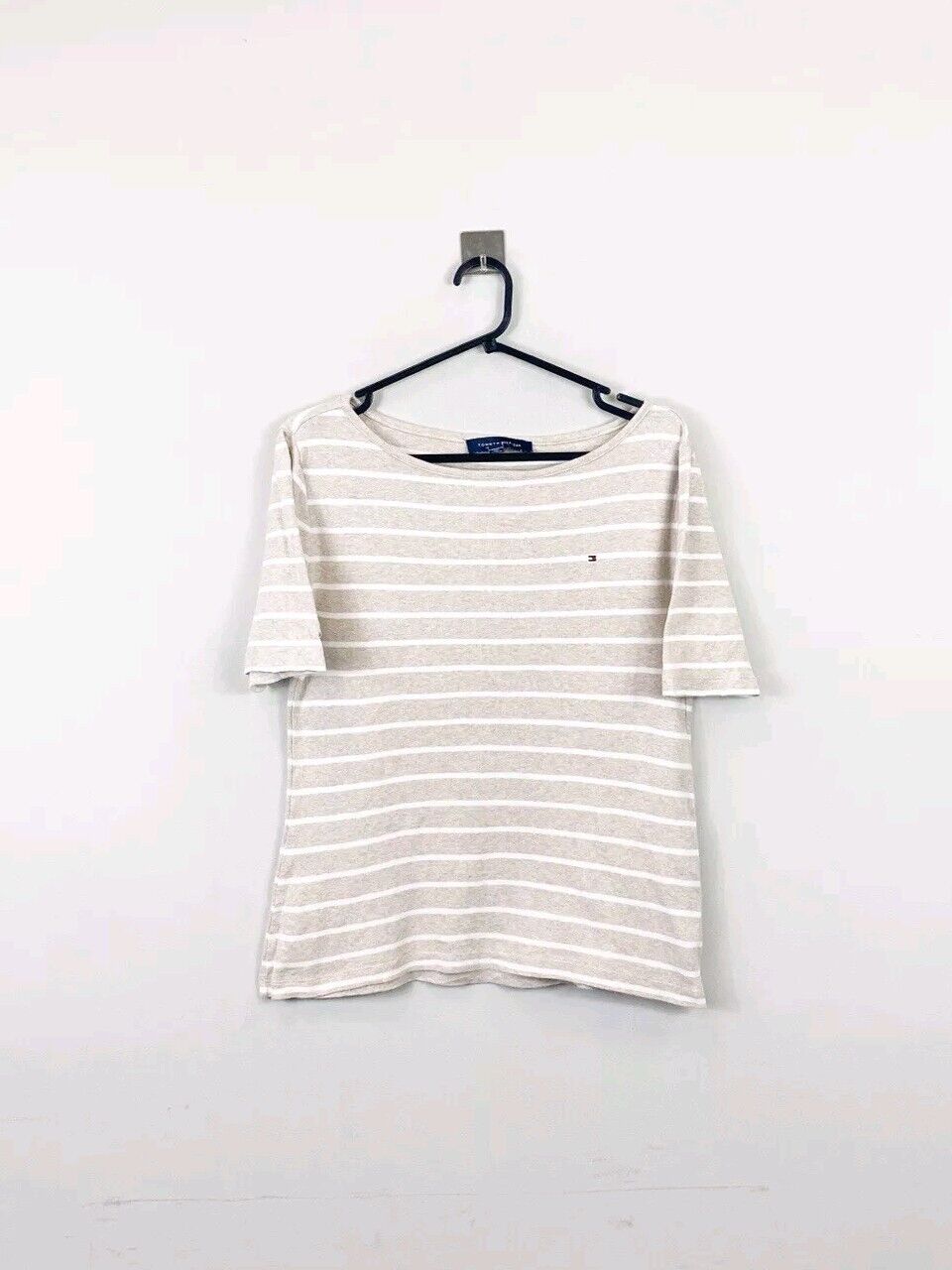 Tommy Hilfiger T Shirt Beige Stripes Womens L