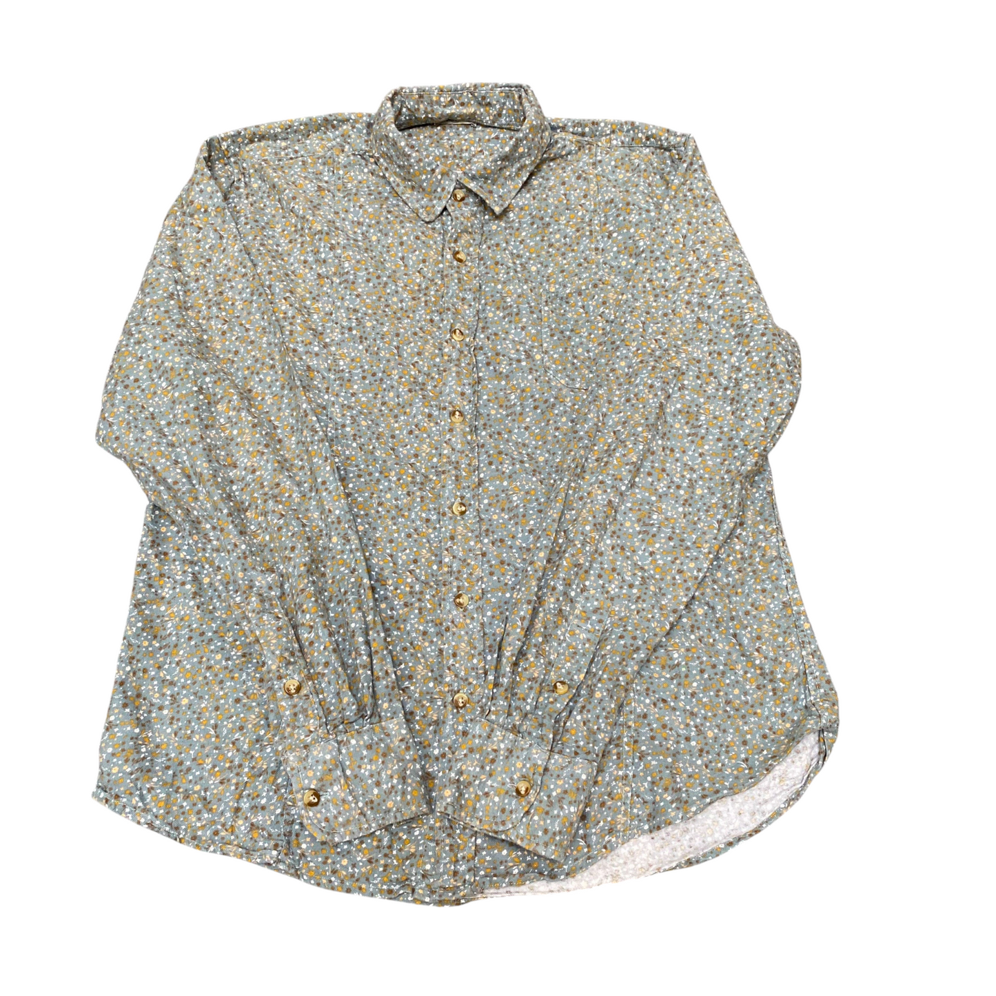 Individual Shirt Womens M Grey Floral Regular Fit Long Sleeve Collared Button Up