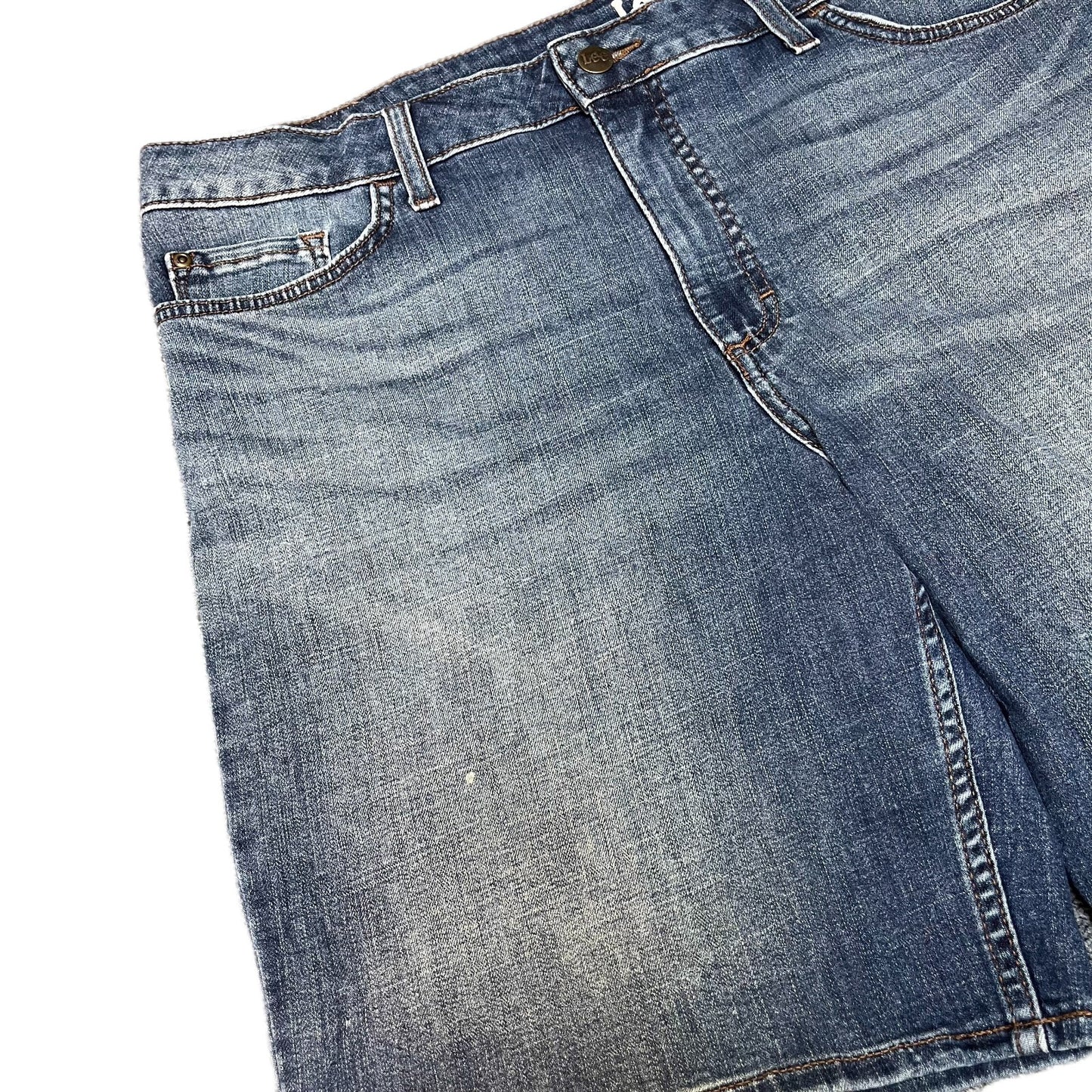 Lee Bermuda Denim Shorts Fits as Womens 2XL 39" Waist Blue Mid Rise Regular Fit
