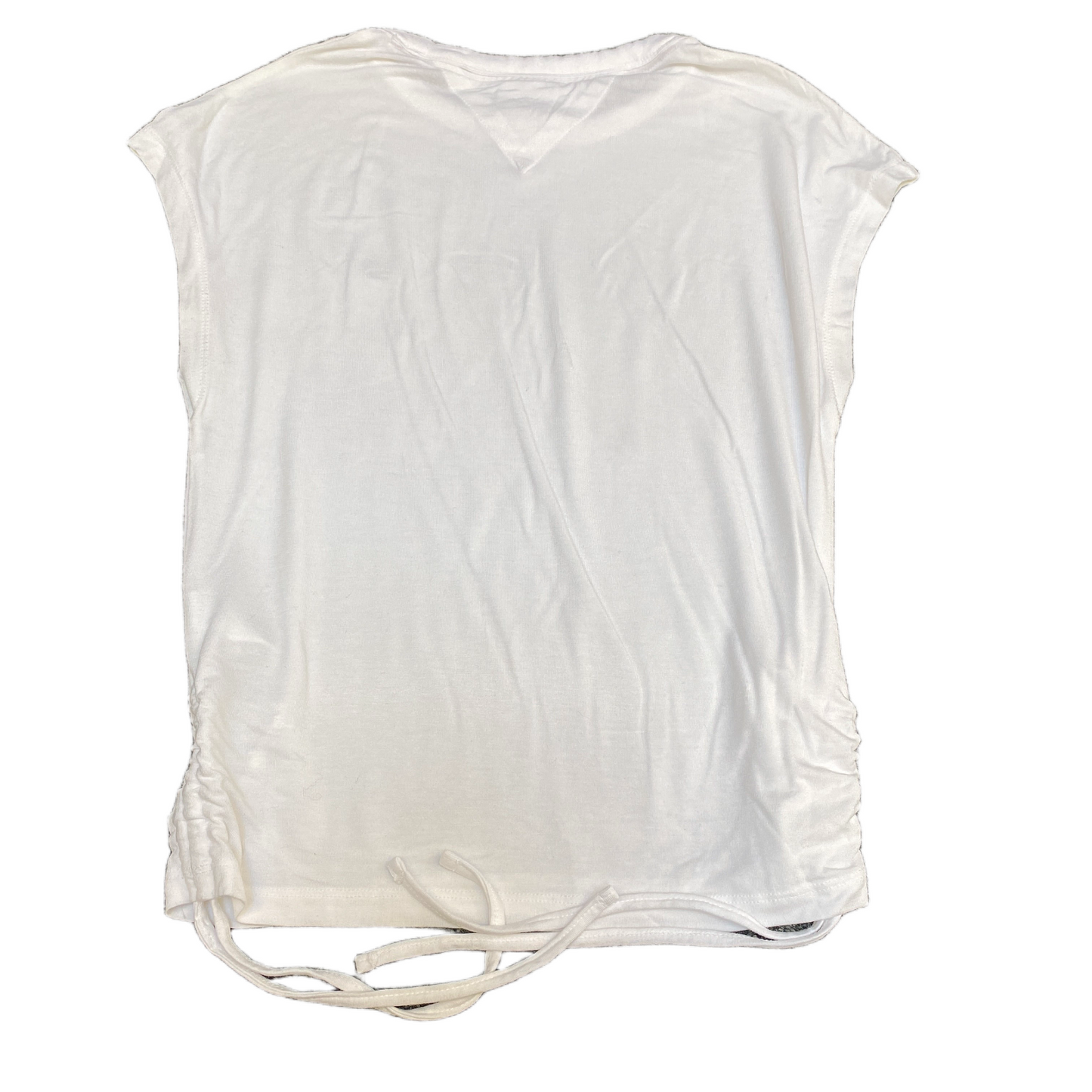 Tommy Hilfiger Shirt Womens Small White Stretch Drawcord Hem Sleeveless Tee