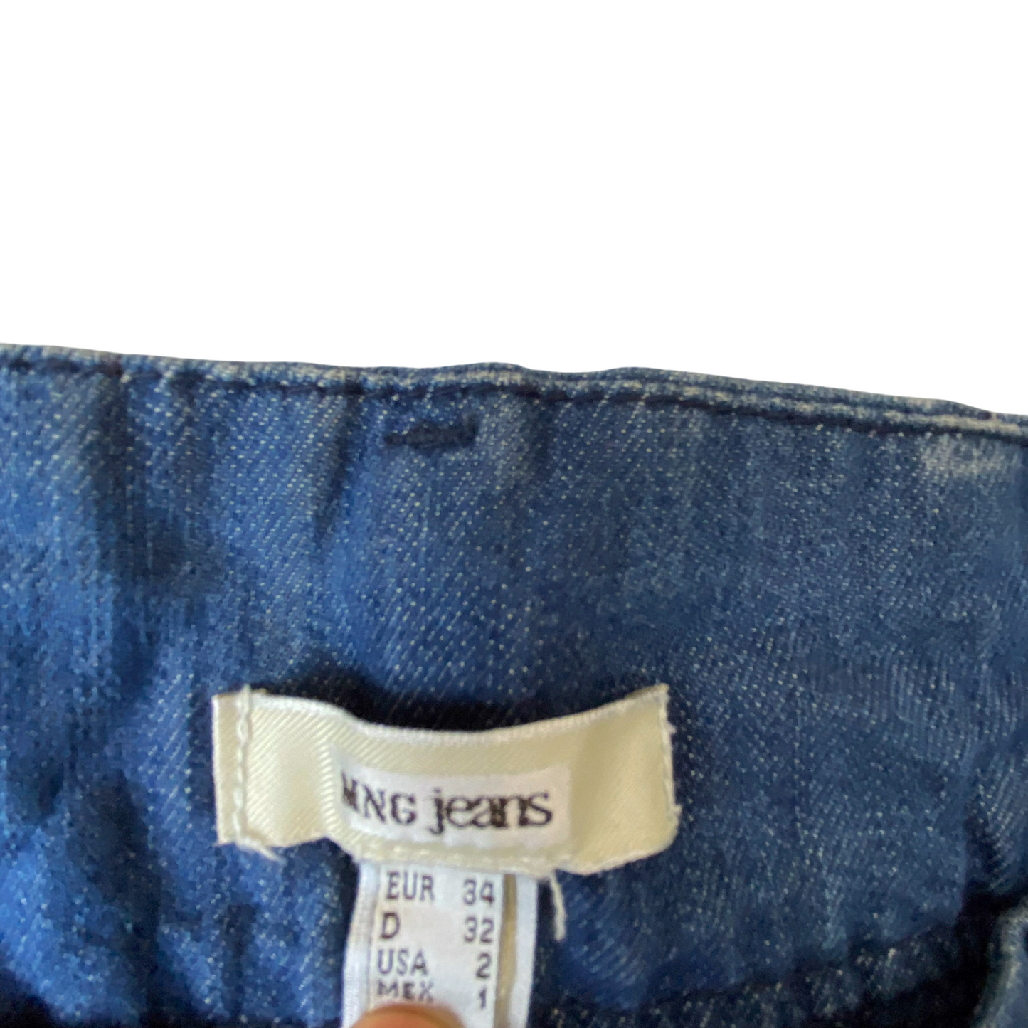 MNG Jeans Womens Large W30 L29 Blue Denim Wide Leg Faded Light Wash Outdoor